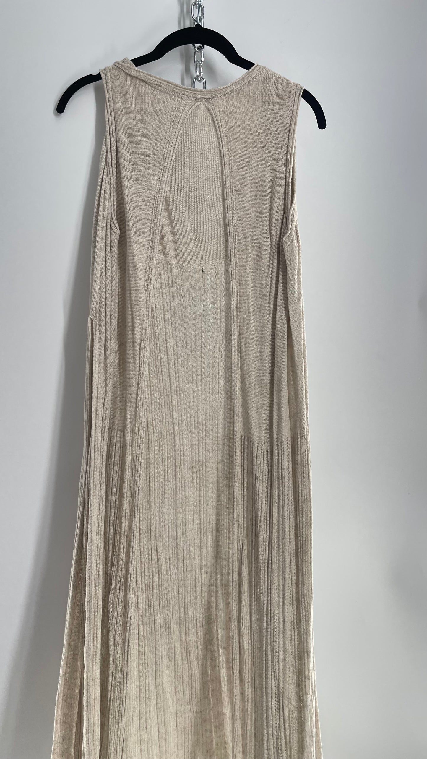 Free People Sleeveless Full Length Knit Beige Cape (XS)