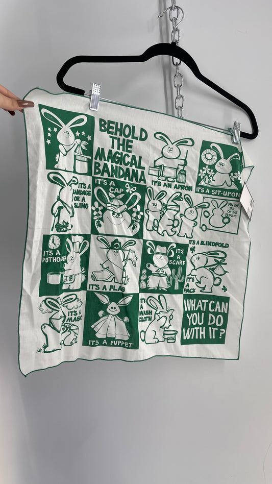 Vintage Rare 1970s Girl Scouts Magical Bandana with Bunny Graphics
