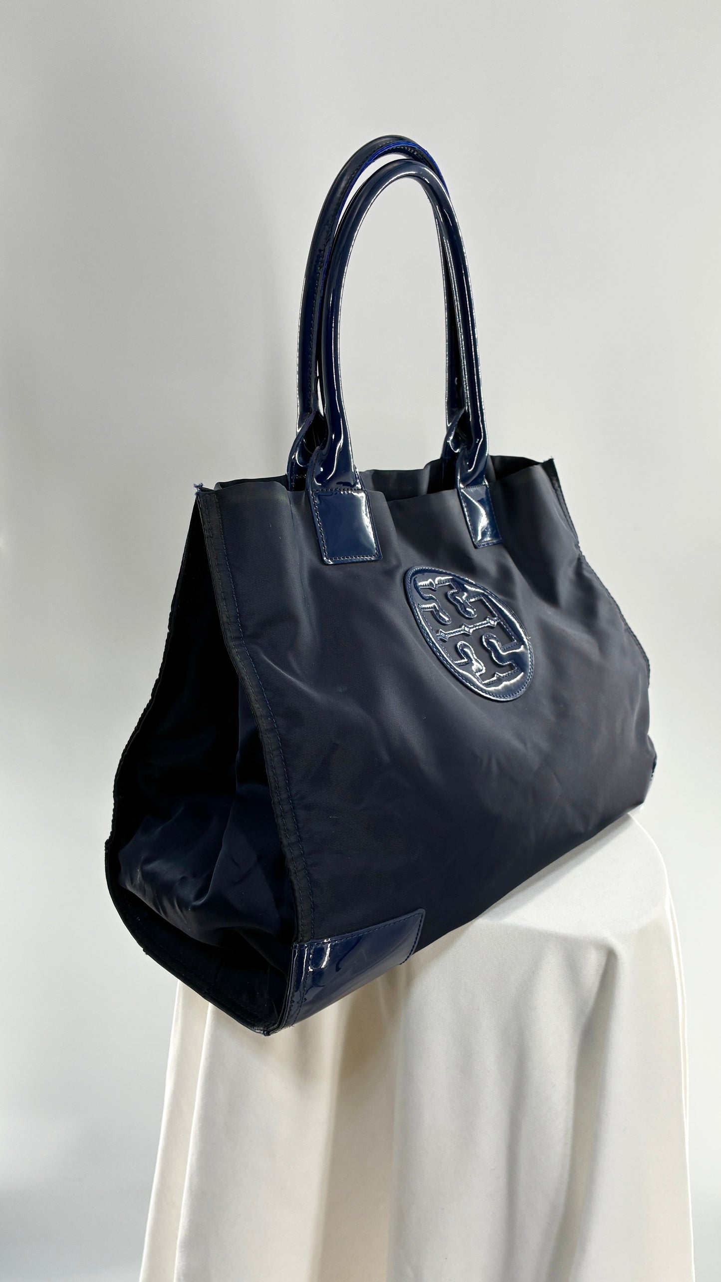 Vintage Tory Burch Navy Blue Ella Tote