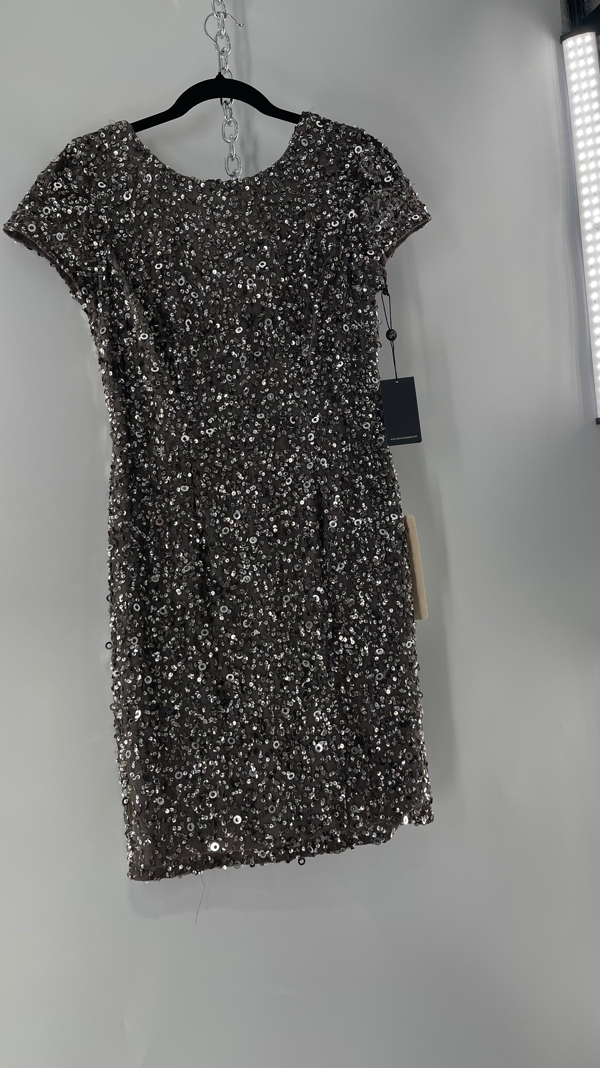 adrianna papell women's beaded short dress Adrianna Papell Women's Square Neck Beaded Dress - Icy Sage