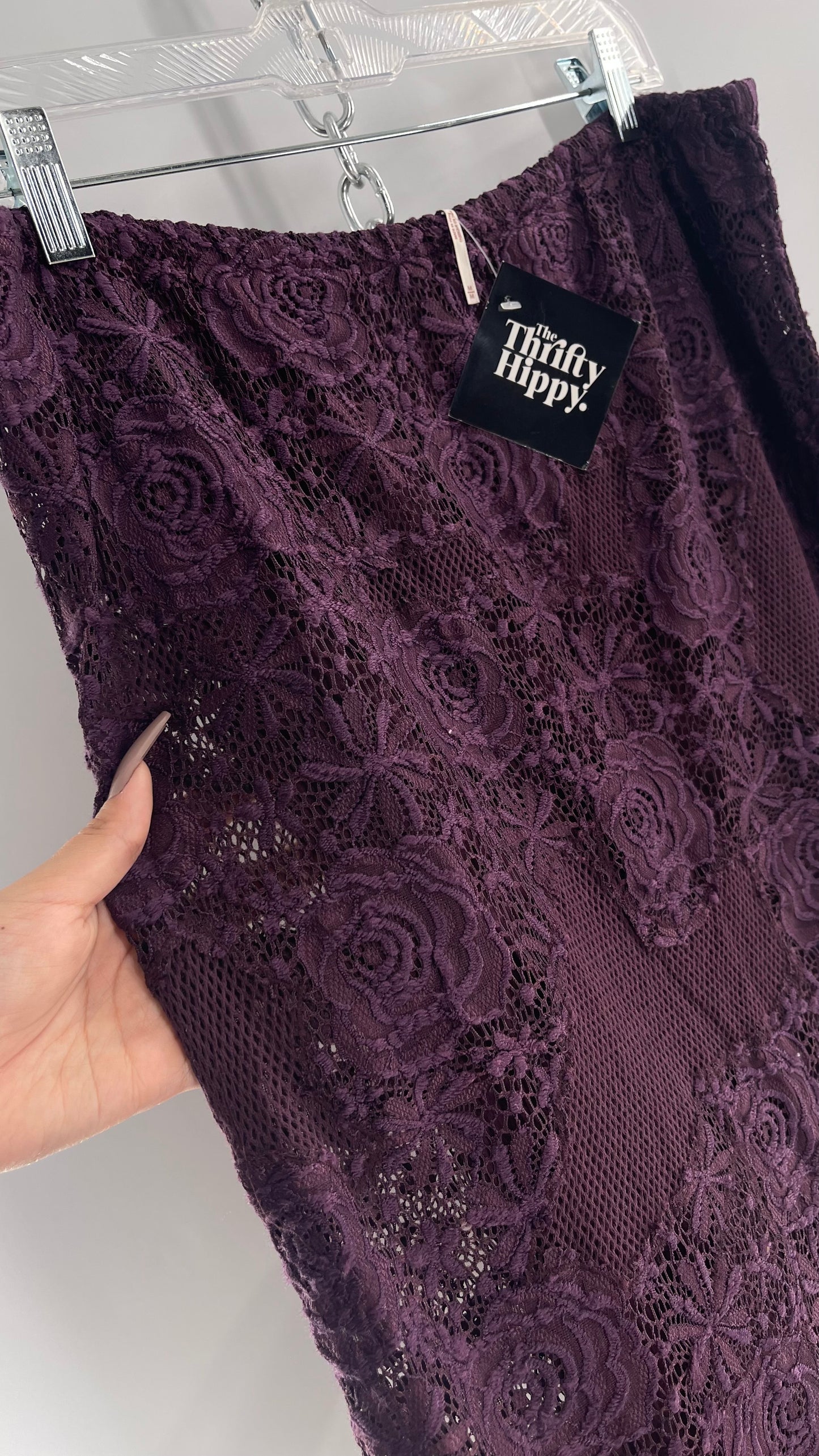 Free People Plum/Purple Lace Mesh Skirt with Tags Attached (Medium)