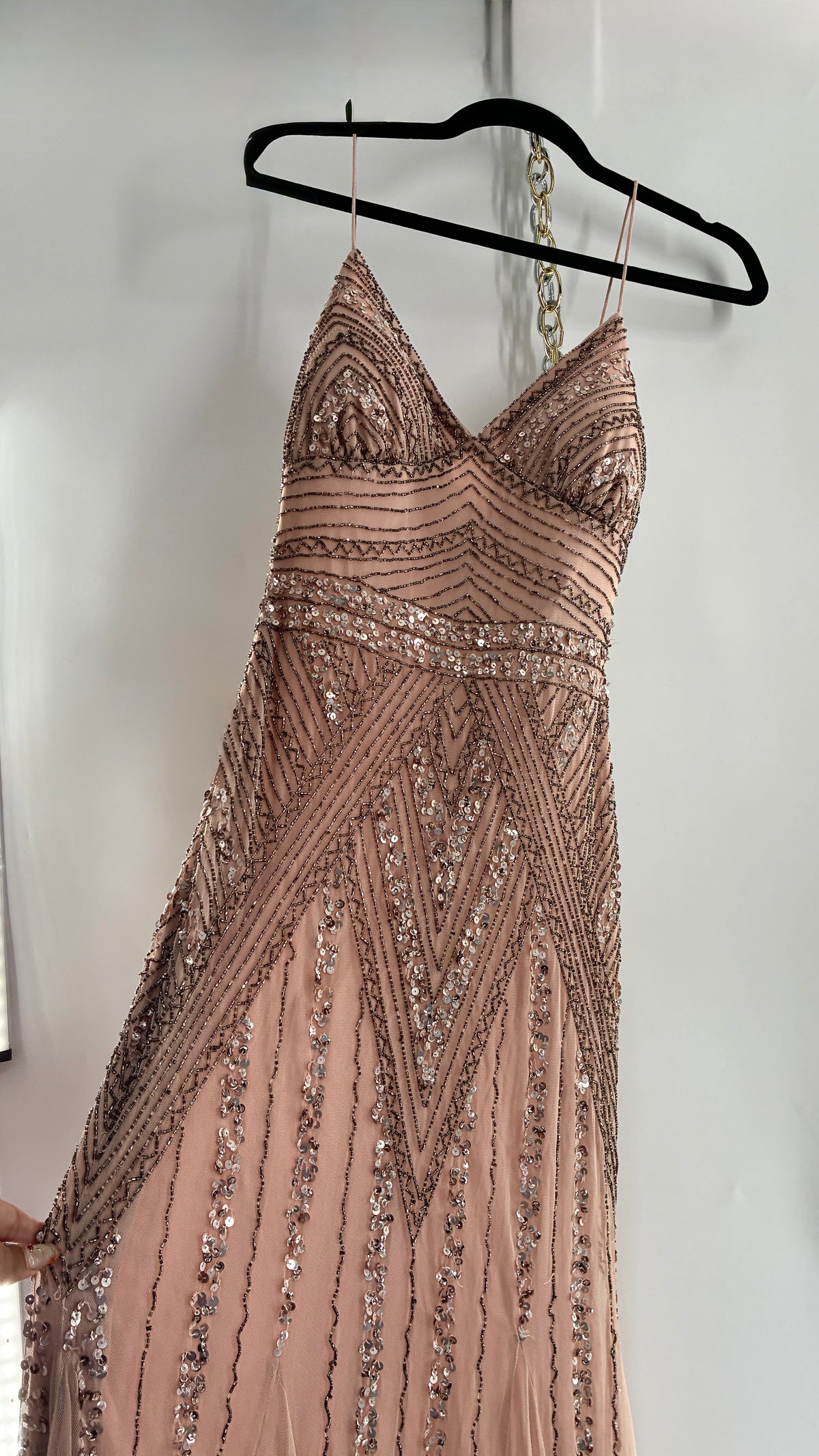 Vintage MARINA Dusty Pink Beaded Gown (2)