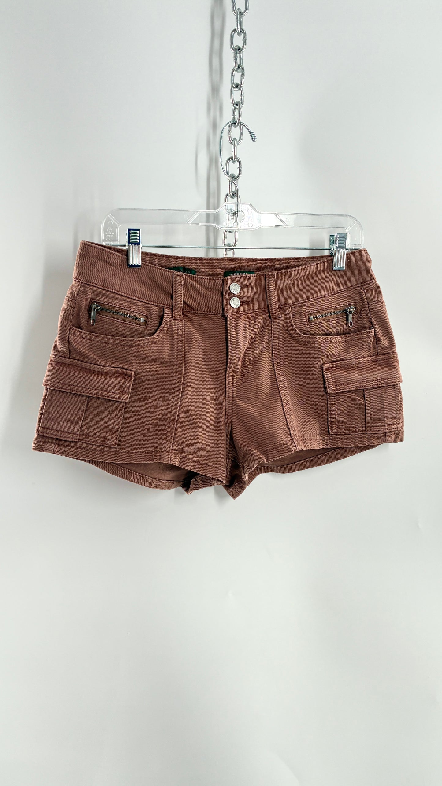 Low Rise Micro Mini Brown Cargo Short (Small)