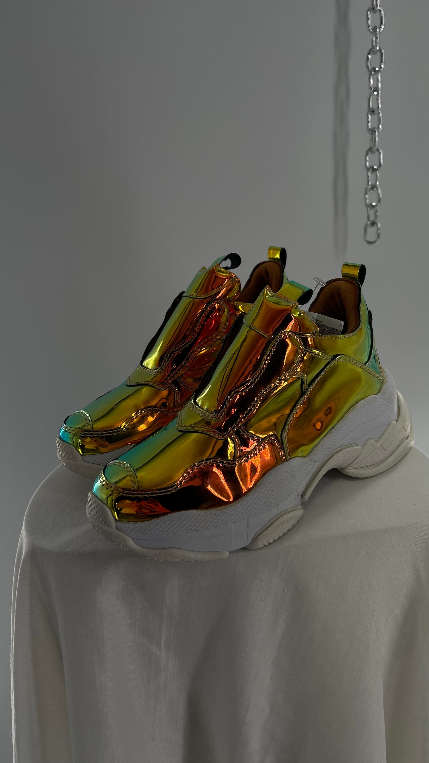 Jeffrey Campbell X Free People Gold Reflective Iridescent Concert Festival Sneakers (6.5)