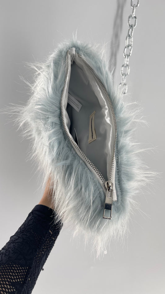 Urban Outfitters Baby Blue Troll Hair Fuzzy Makeup Bag