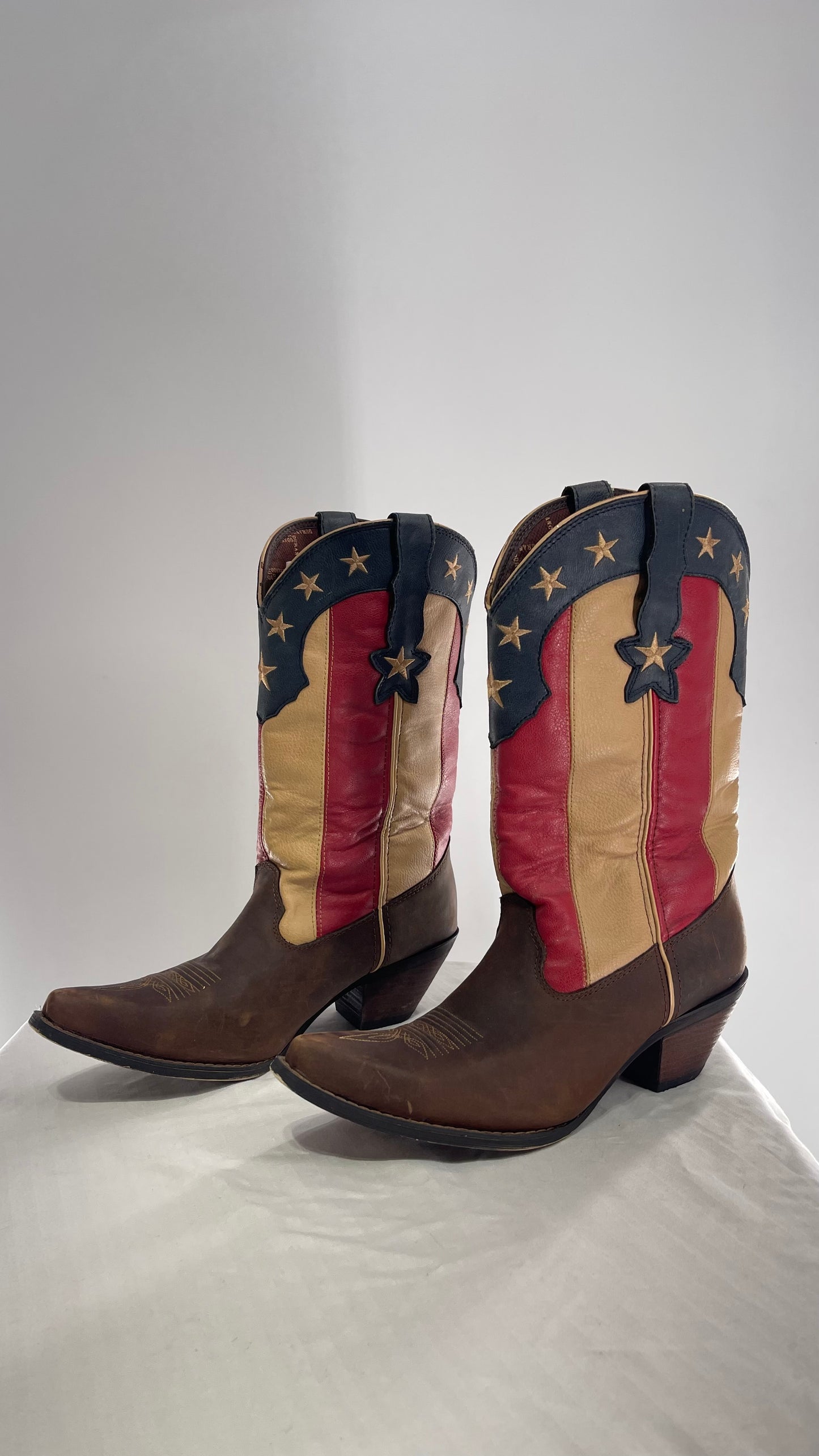 DURANGO Brown Leather Americana Flag Cowboy Boots (11)