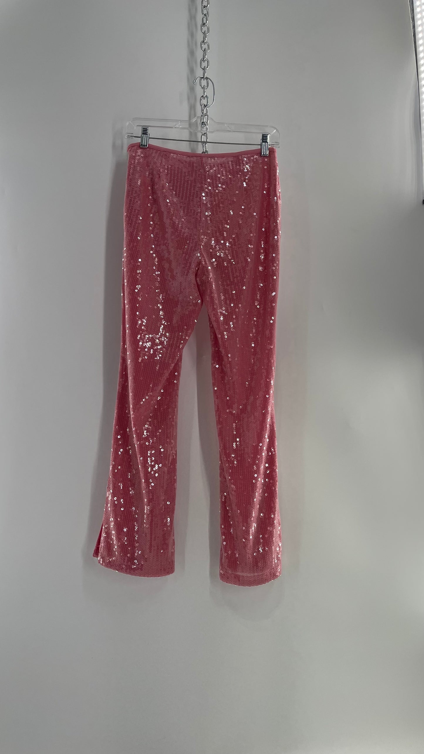 Kimchi Blue Pink Sequin Cropped Pant Low Waist with Bow (4)
