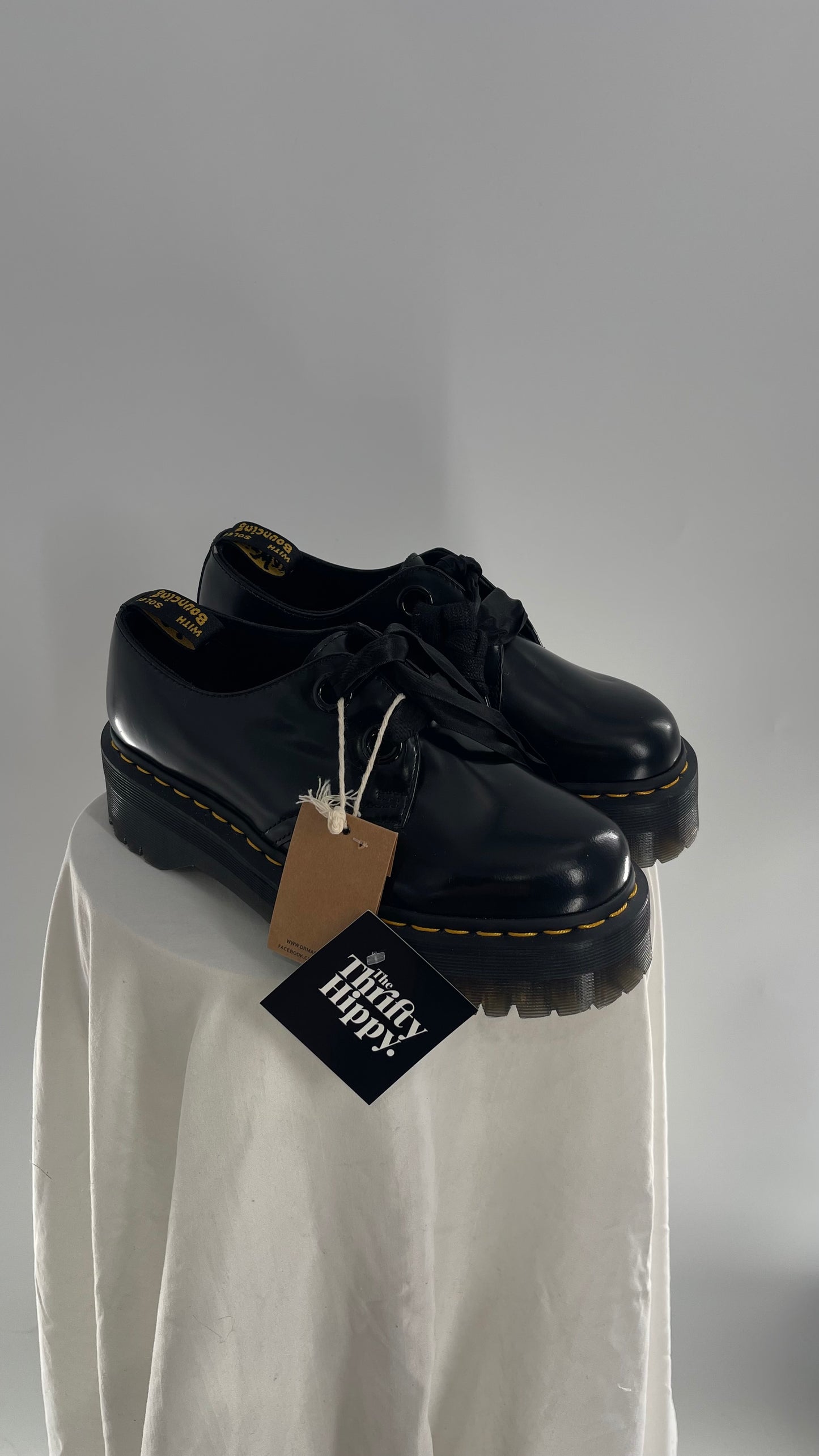 Dr.Martens  Black Patent Leather Holly Platform Oxford(8)