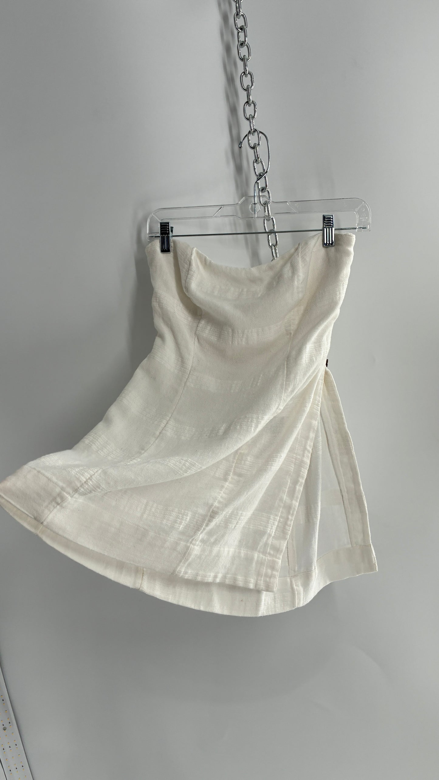 Free People White Side Slit Long Tie Back Button Side Tube Top (S)