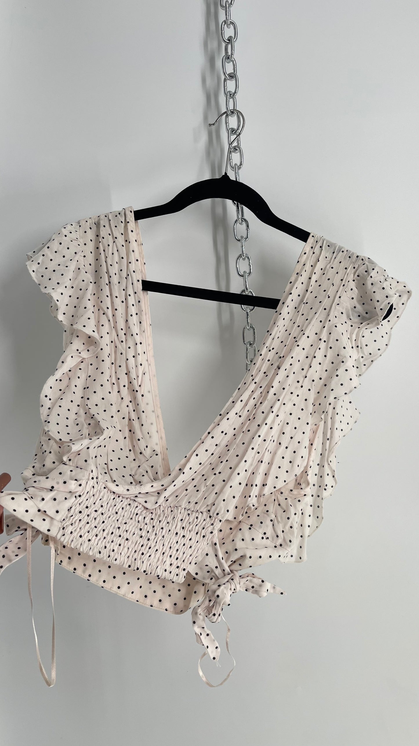 Free People Polka Dotted Camisole Tie Side Blouse (Large)