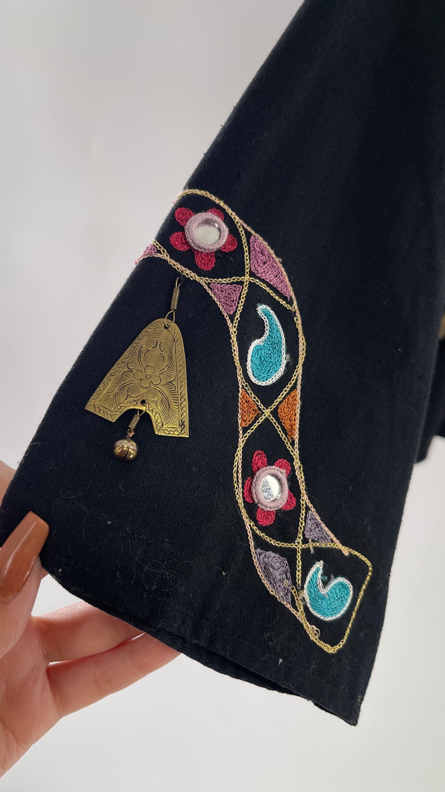 Vintage 1970s RÁFIA STUDIO Western Embroidered Jacket with Bronze Medallions (Medium)