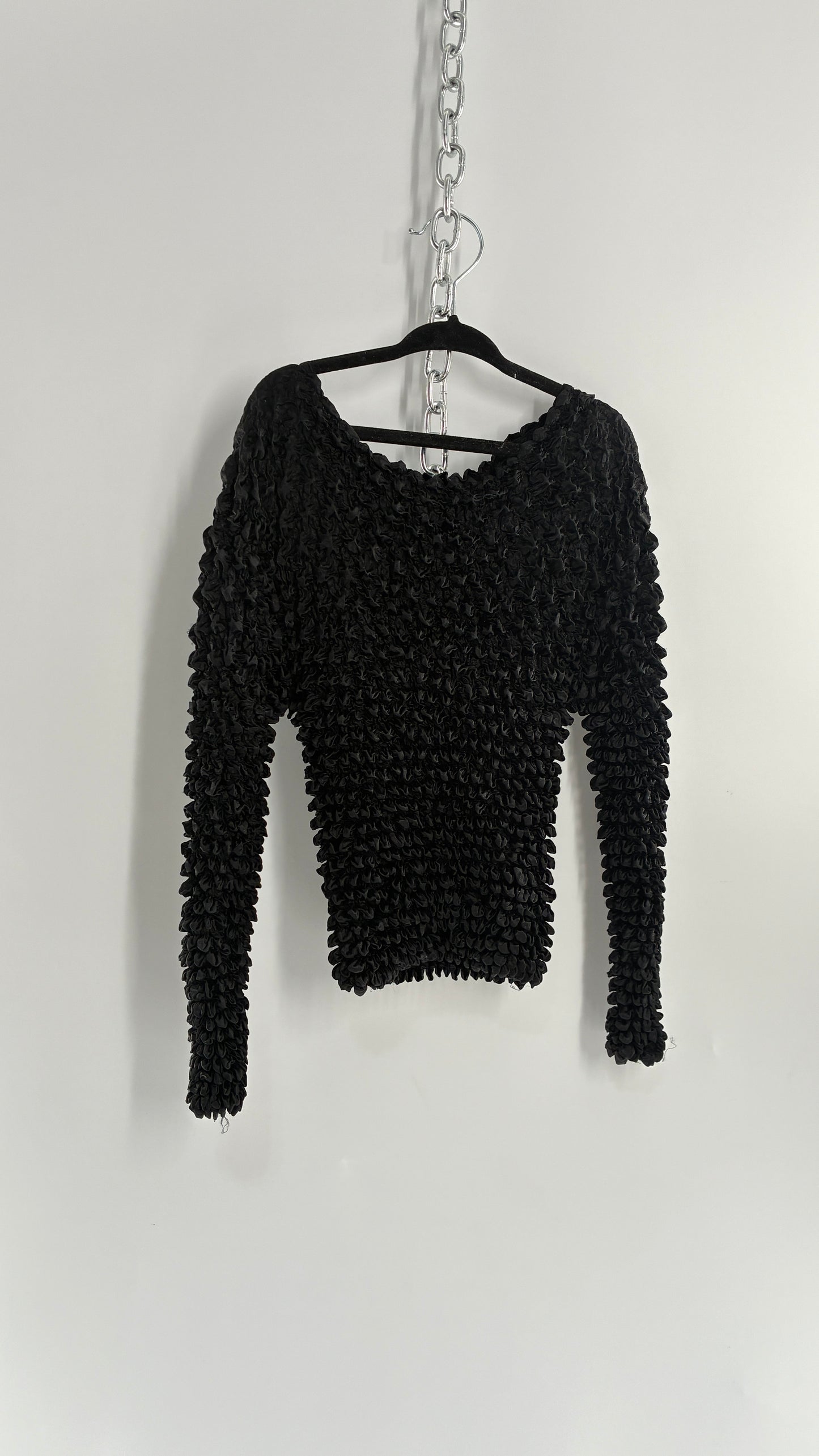 Vintage 1990s Black Popcorn Long Sleeve (One Size)