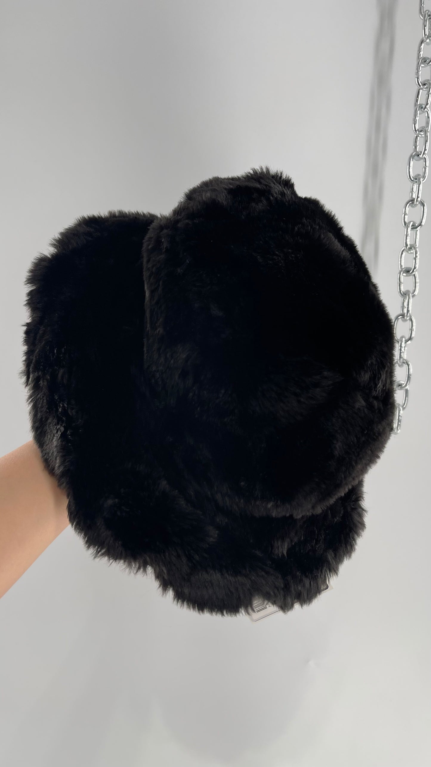 Vintage Black Fluffy Furry Reversible Bucket Hat