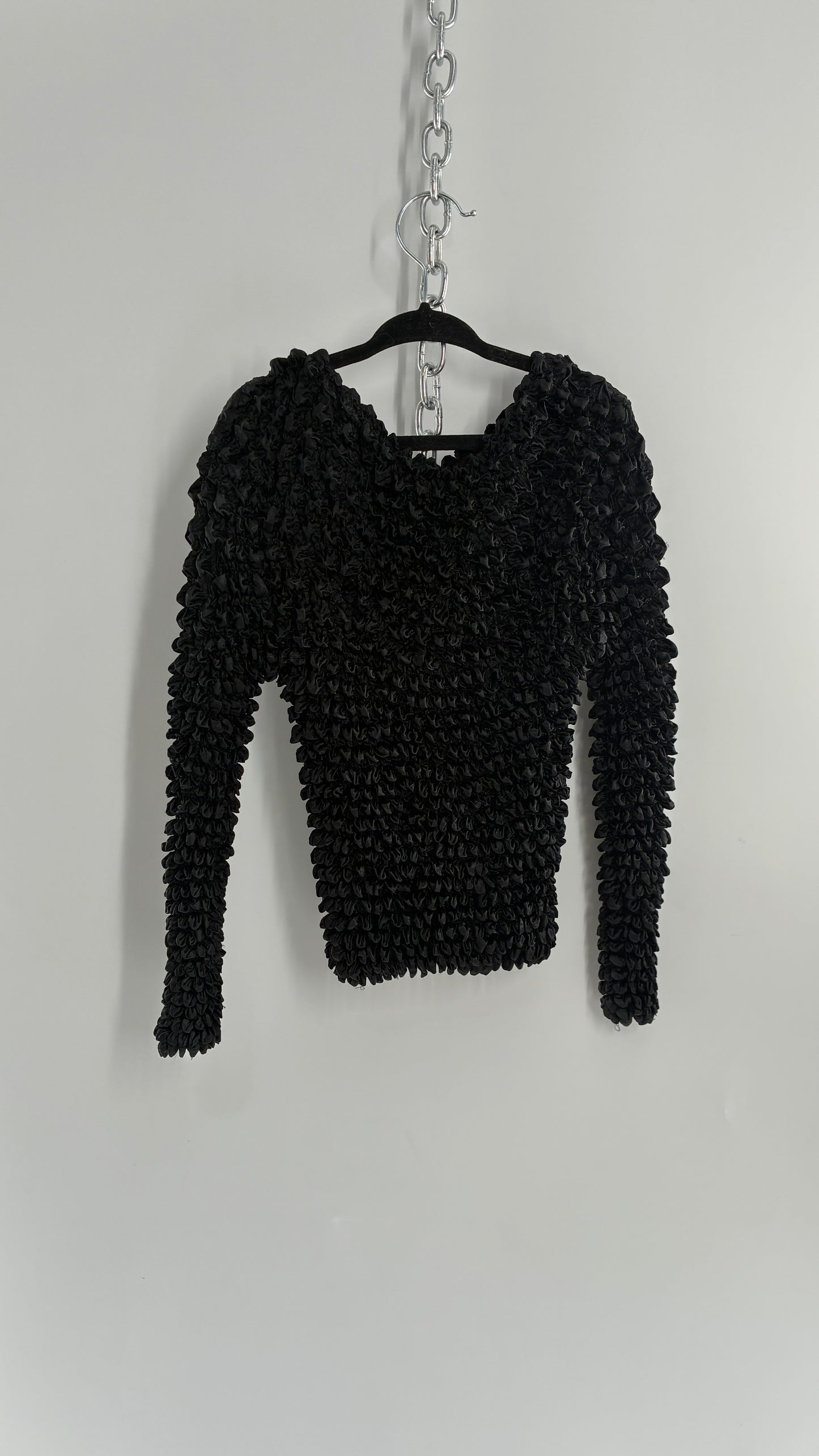 Vintage 1990s Black Popcorn Long Sleeve (One Size)