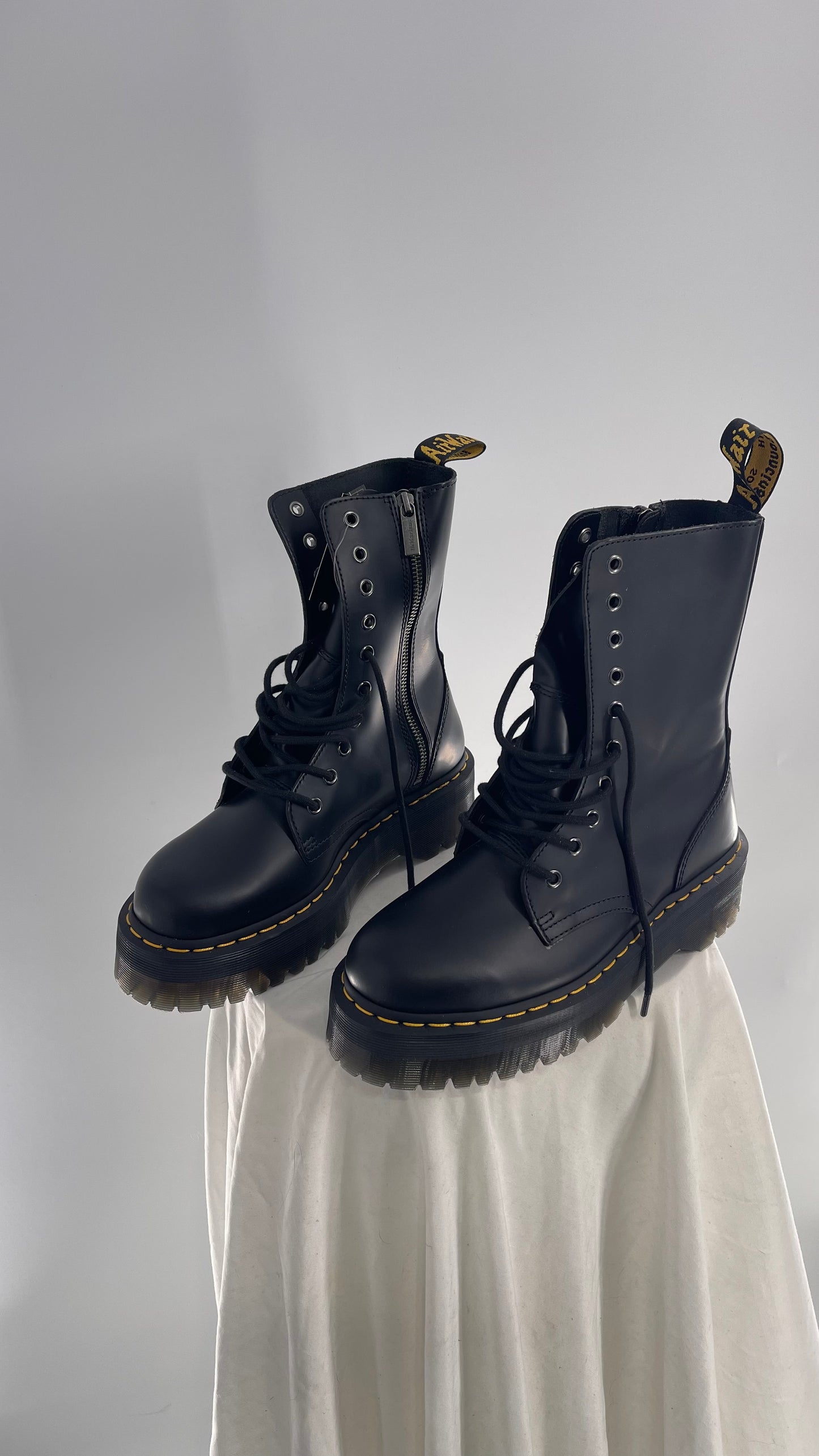 Doc Martens JADON HI Black Patent Leather Platform Boots (8)