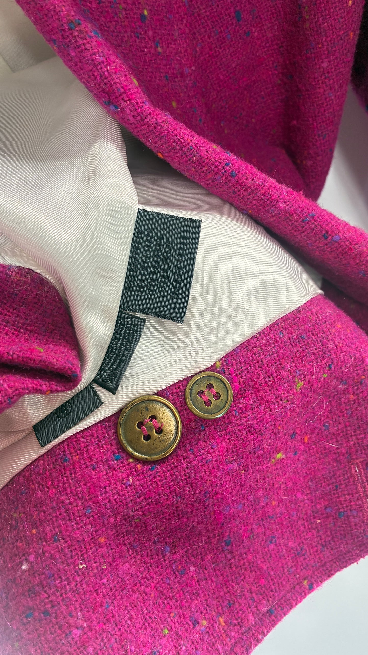 Vintage LIZWEAR Fuchsia Confetti Wool Blazer with Bronze Buttons (4)