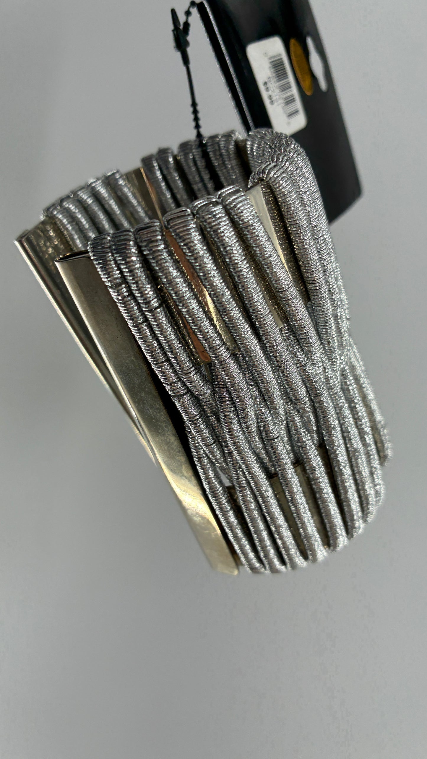 Deadstock Vintage MADRAG Silver Oversized Bangle Cuff with Metallic Bands