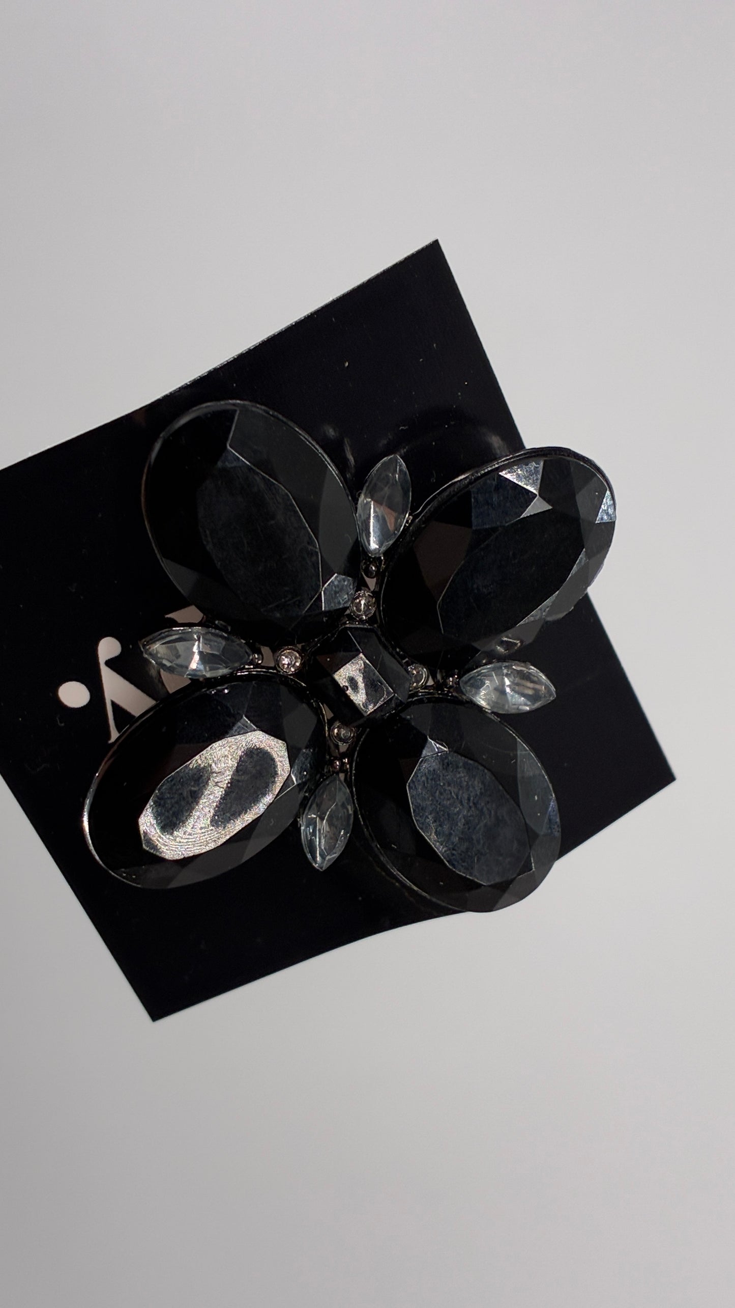 Vintage Black Oversized Jewels Pin Brooch