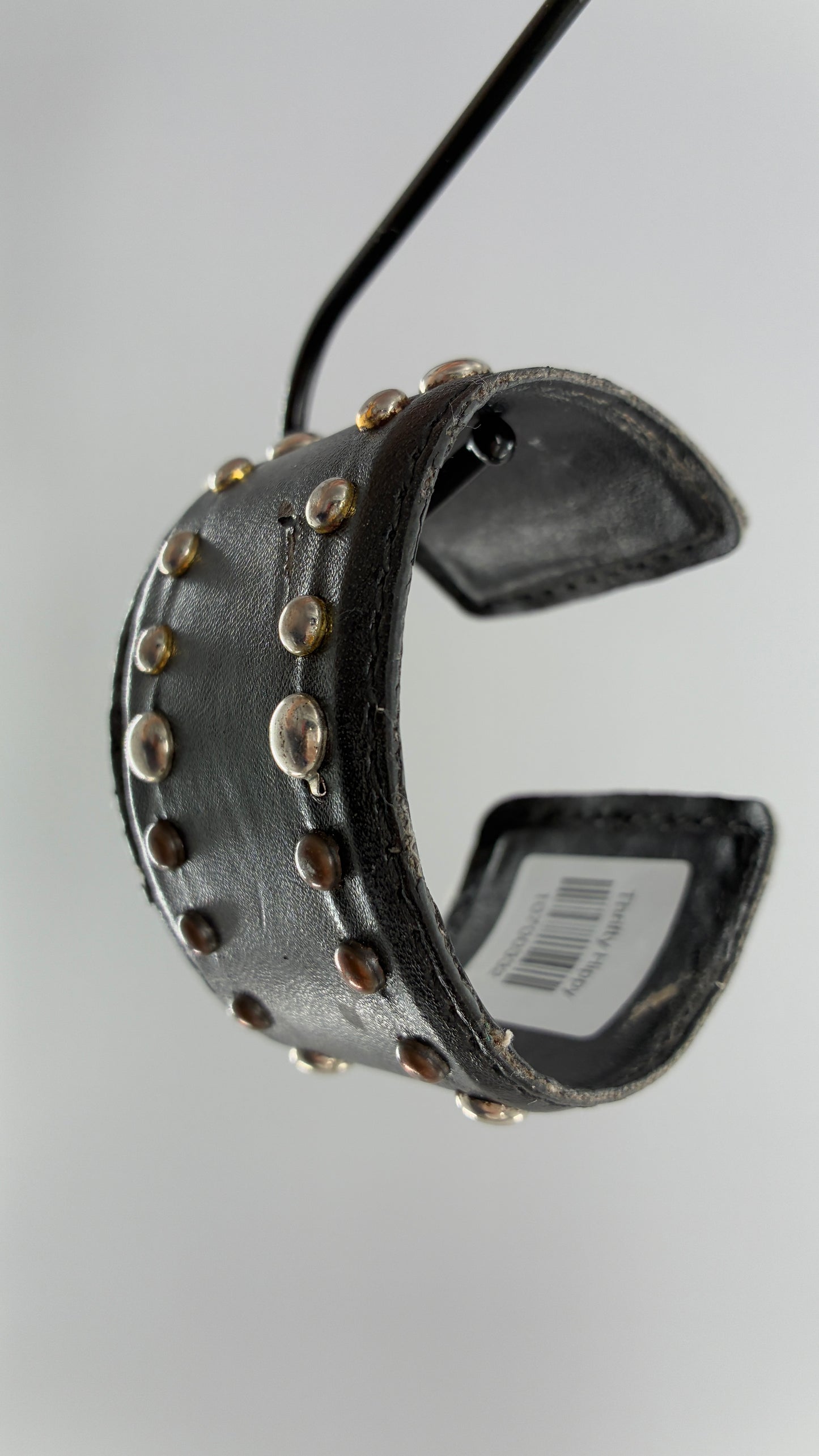 Vintage Leather Studded Mixed Metal Bangle