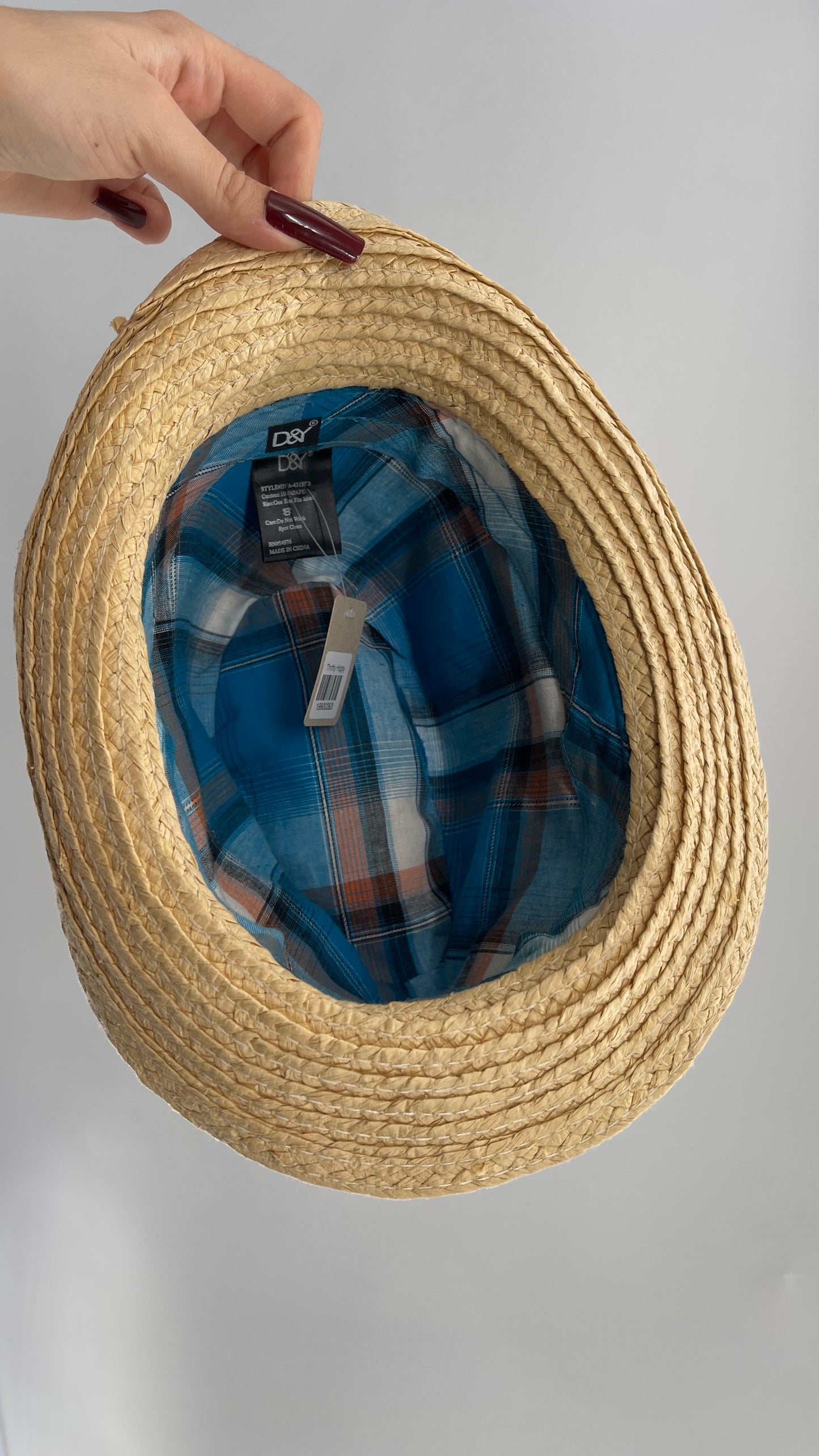 Vintage Straw Fedora with Striped Ribbon