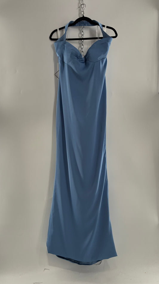 Vintage Powder Blue Full Length Gown with Ruched, Padded Bust and Tags Attached (4)