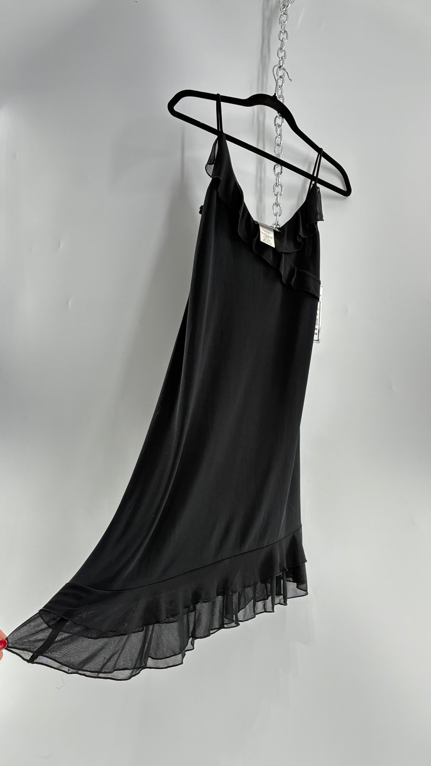 Deadstock Vintage City Triangles Black Asymmetric Dress (Medium)