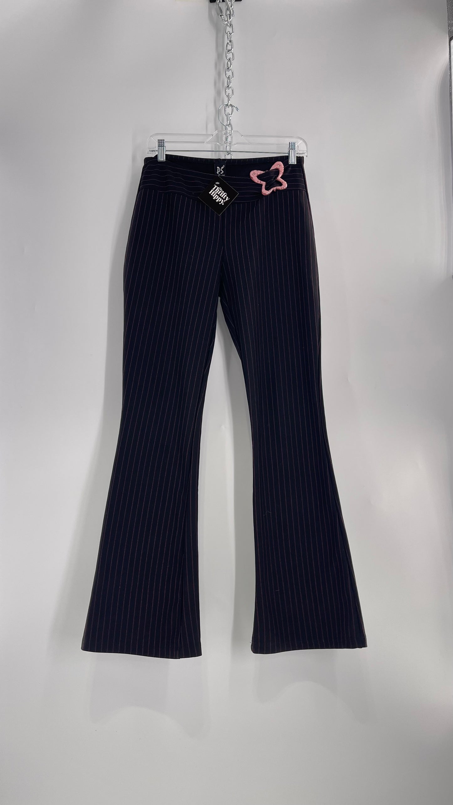 Vintage PS Pink Pinstriped Kickflares with Butterfly Buckle (S)