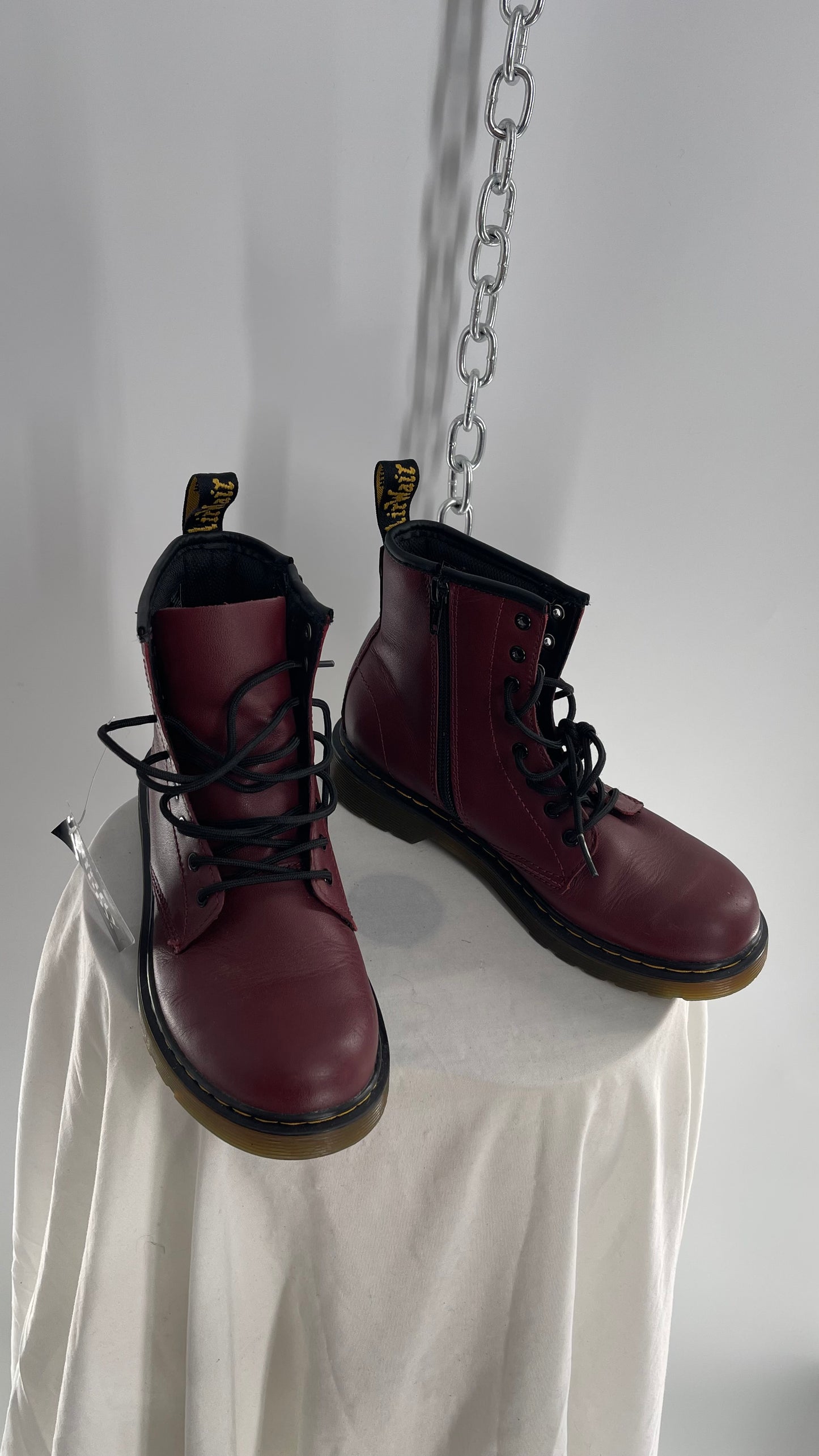 Dr.Martens Burgundy Boots with Side Zipper (5L)