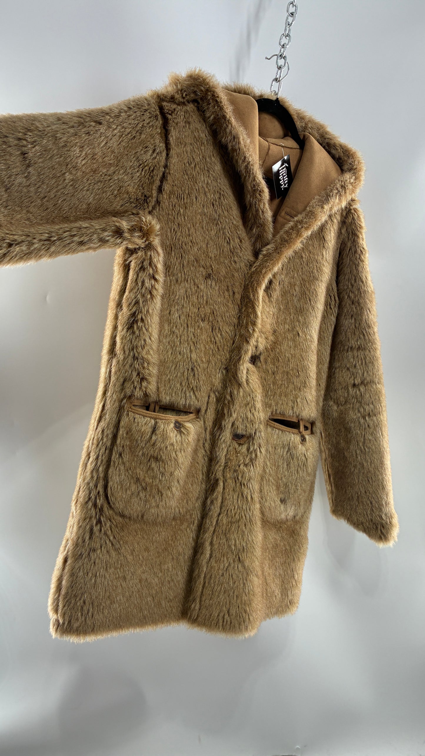 Vintage JONES NEW YORK Reversible Fur and Vegan Suede Coat (Small)