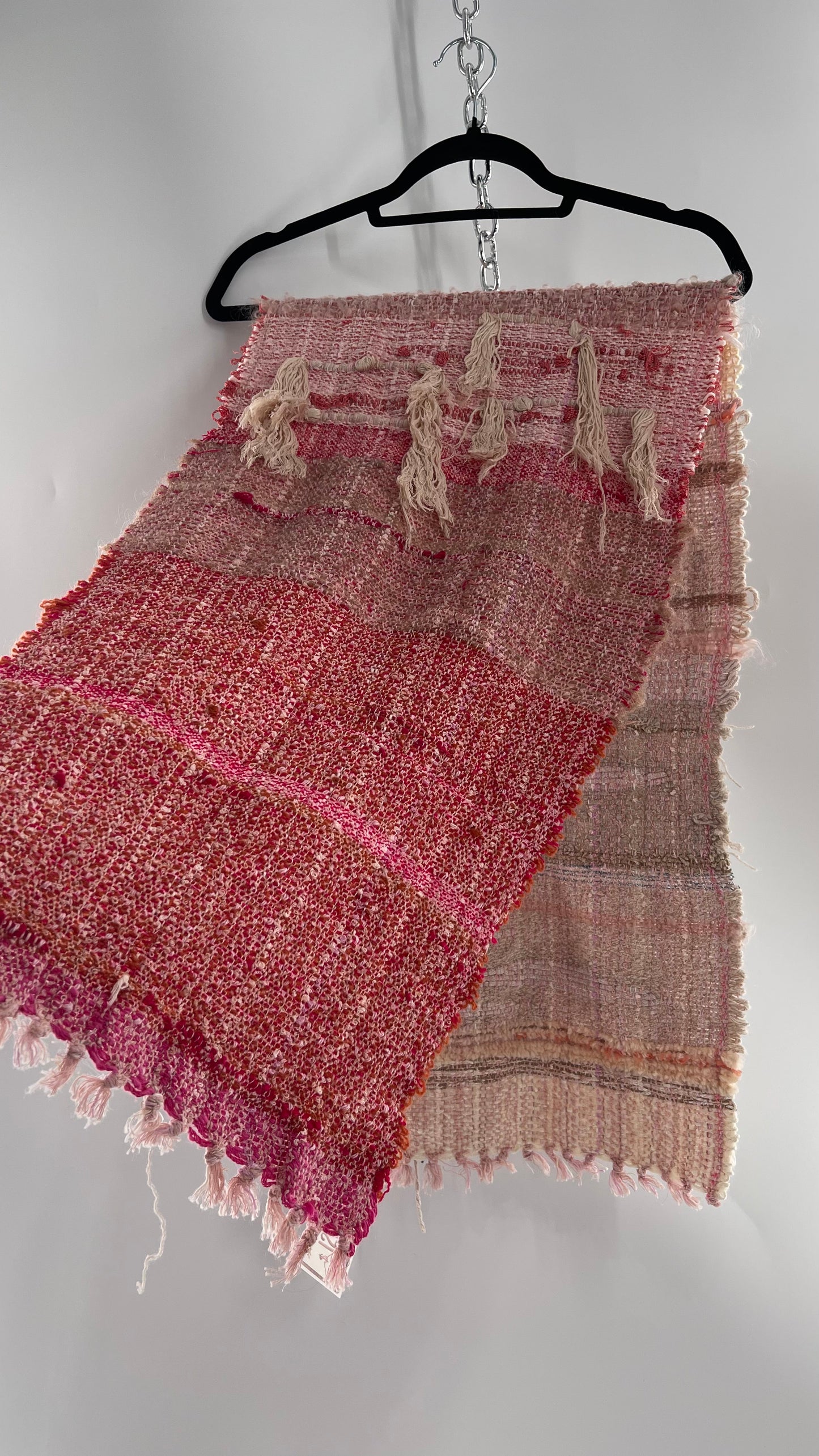 Anthropologie ALL ROADS Pink and Red Hand Knit Scarf