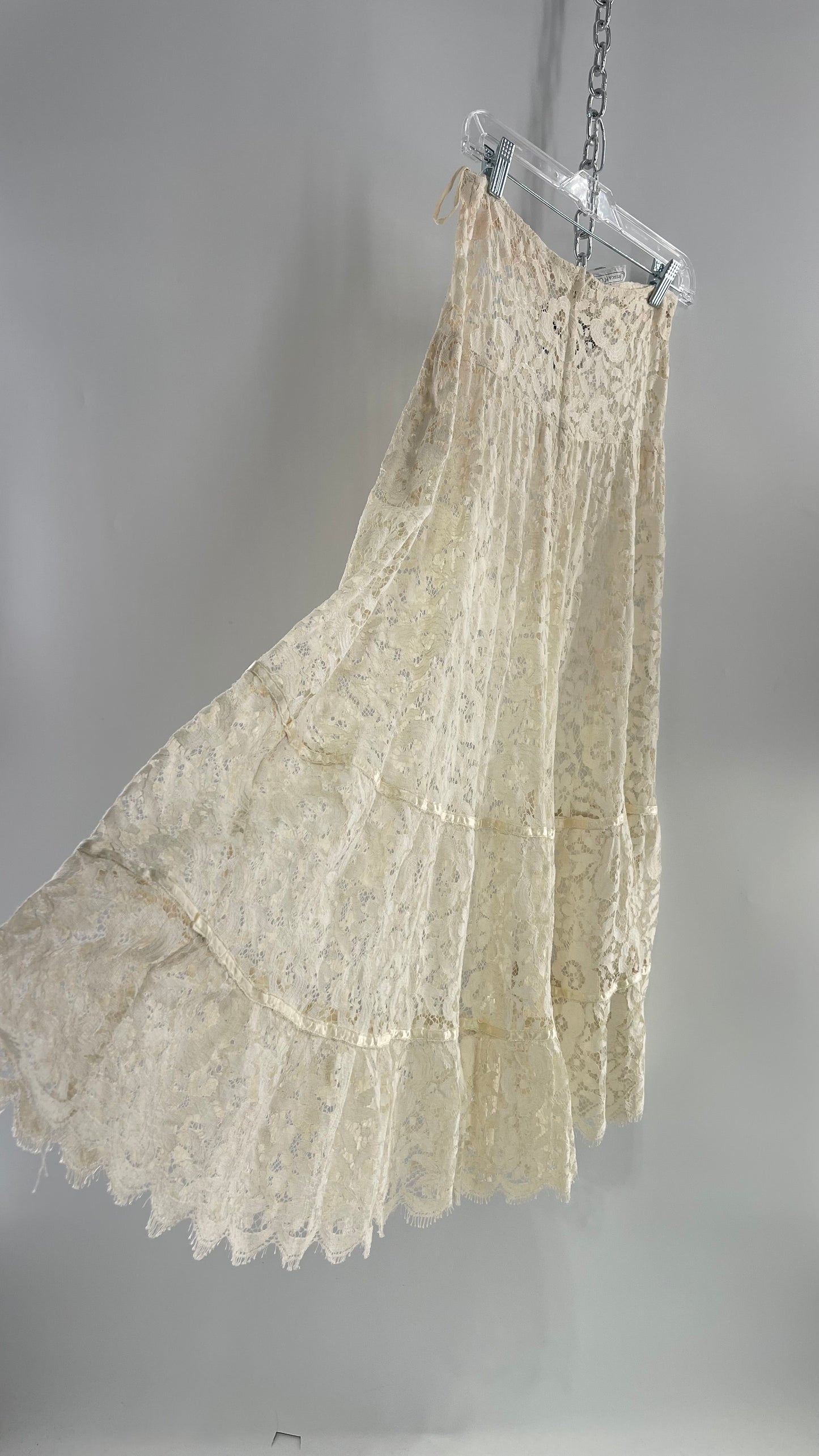 Vintage Jessica McClintock Delicate Off White Lace Skirt (7/8)