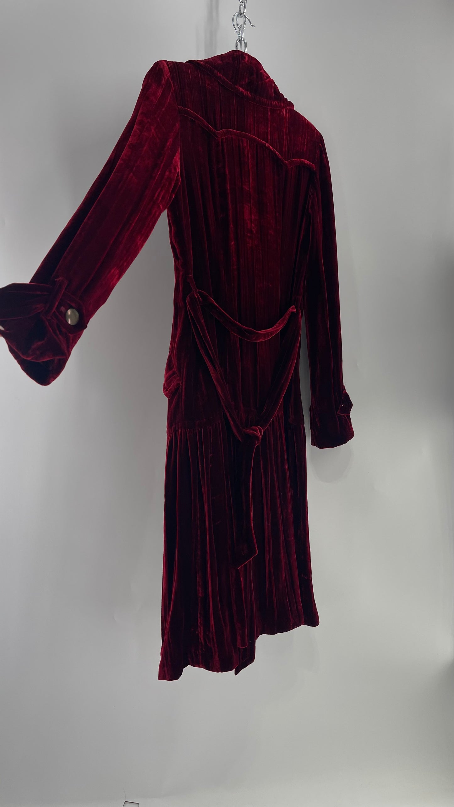 Cynthia Steffe Oxblood Red Velvet Double Breasted Gold Button Coat (XS)