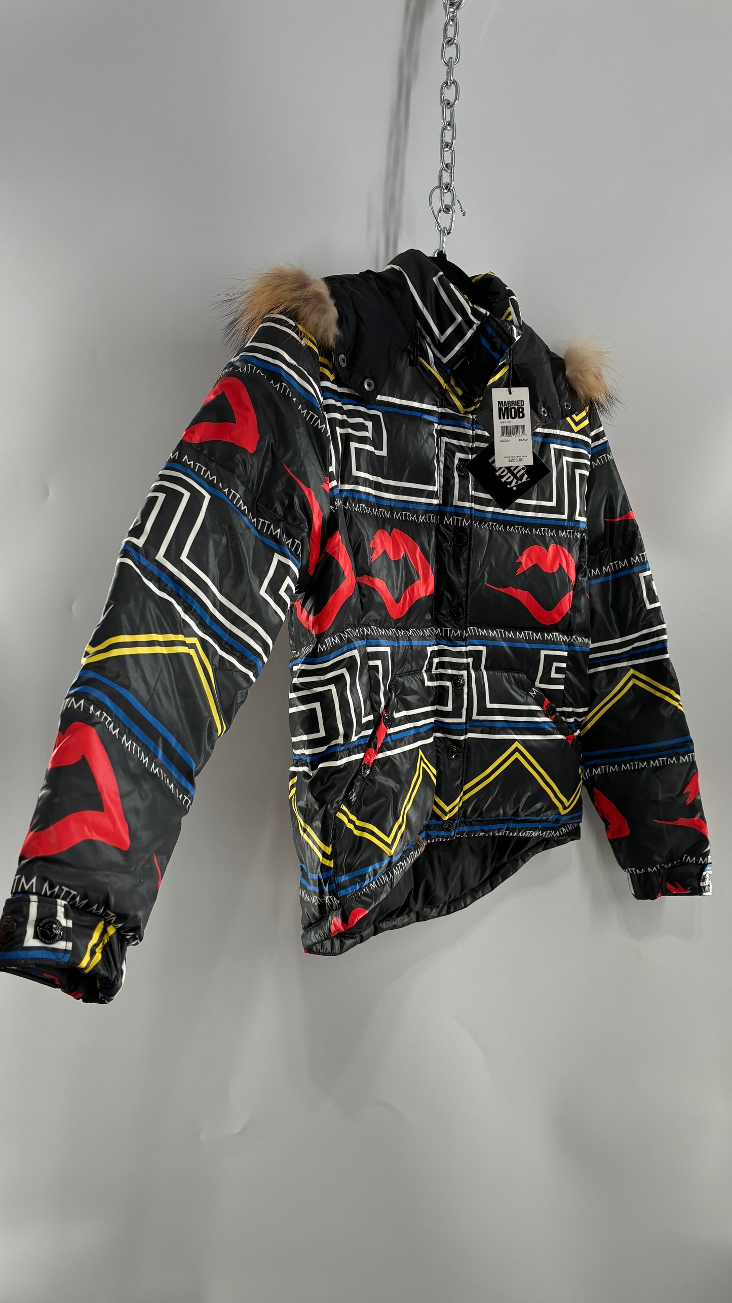 Vintage MARRIED TO THE MOB Graphic Puffer Jacket (Medium)