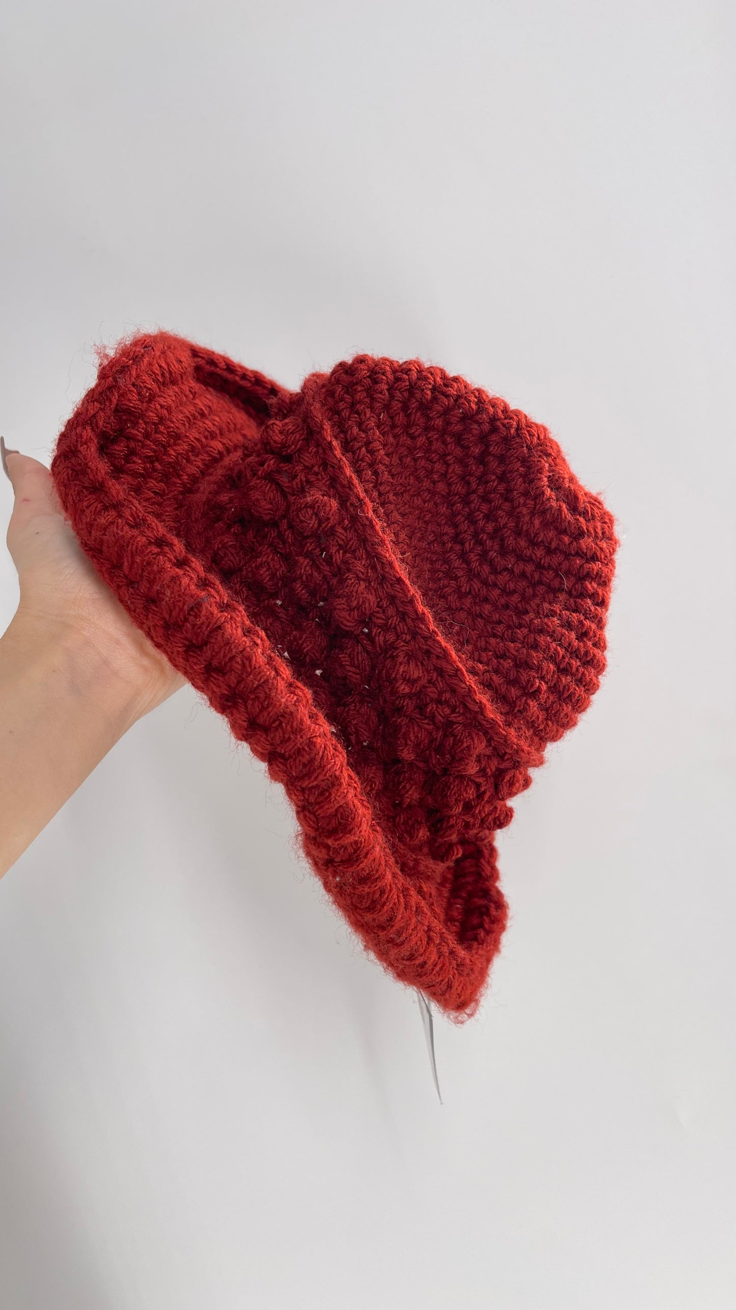 Vintage Hand Knit Burnt Orange Bucket Hat