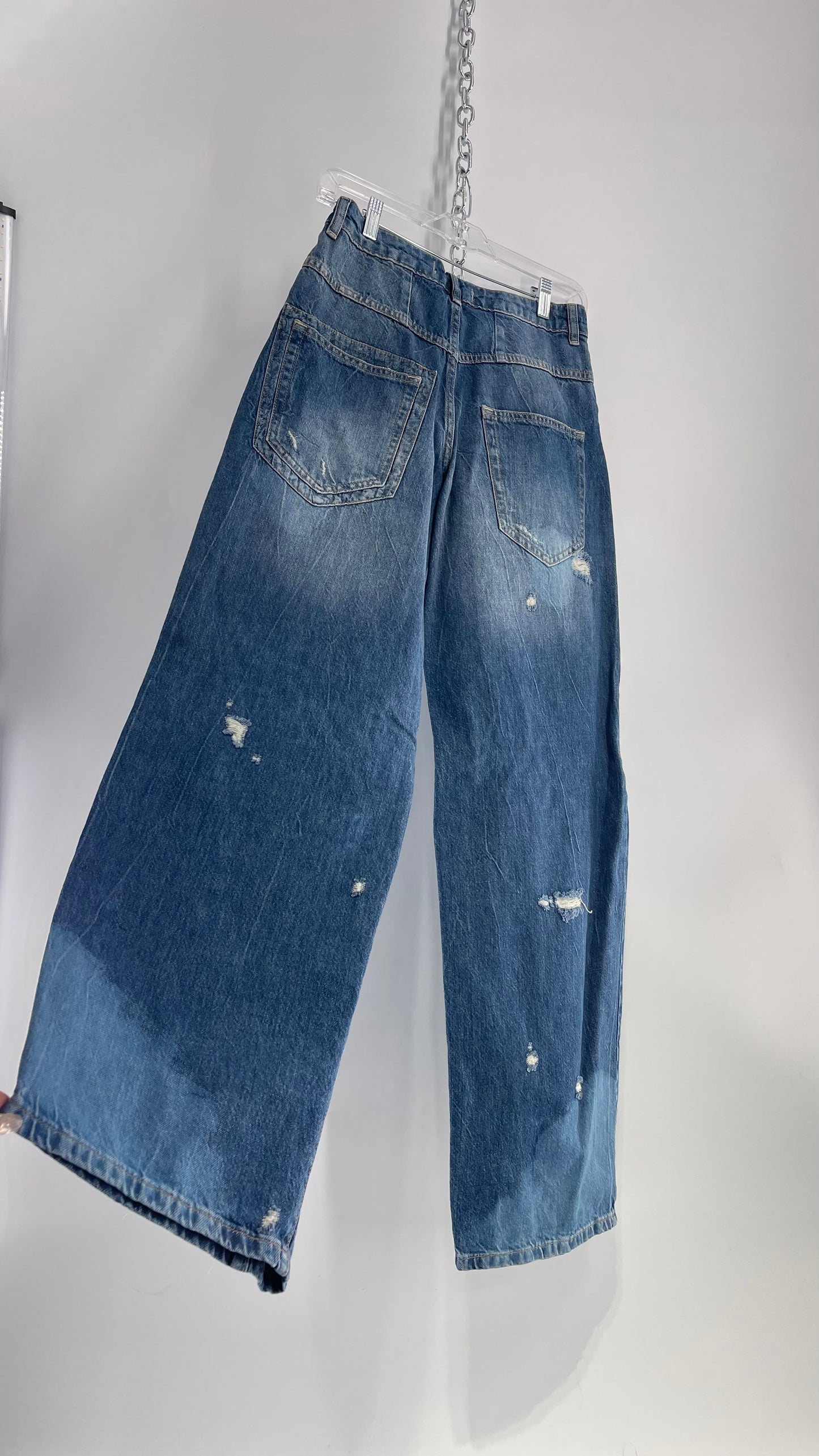 Free People Distressed and Discolored Wide Leg Jeans with Tags (25)