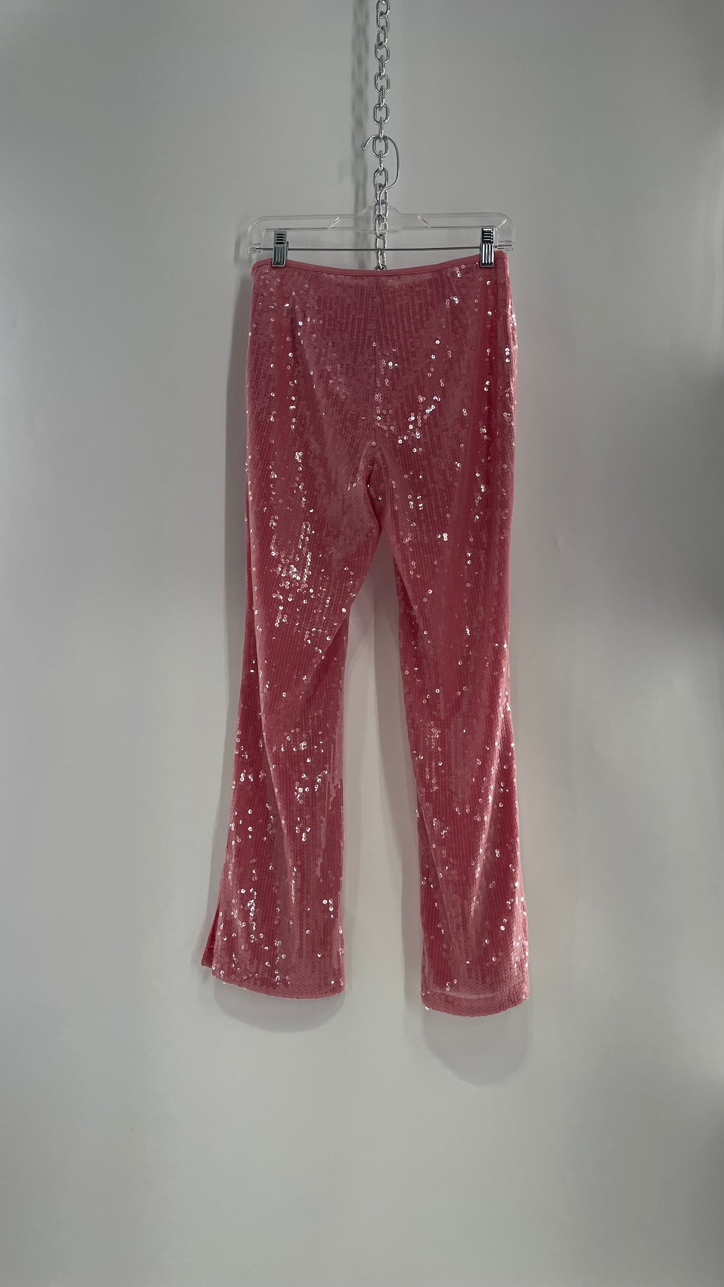 Kimchi Blue Pink Sequin Cropped Pant Low Waist with Bow (4)