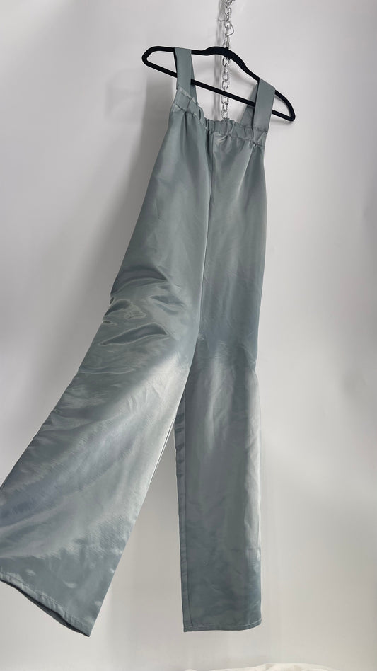 Silence + Noise Urban Outfitters Silver Satin Jumpsuit (Medium)