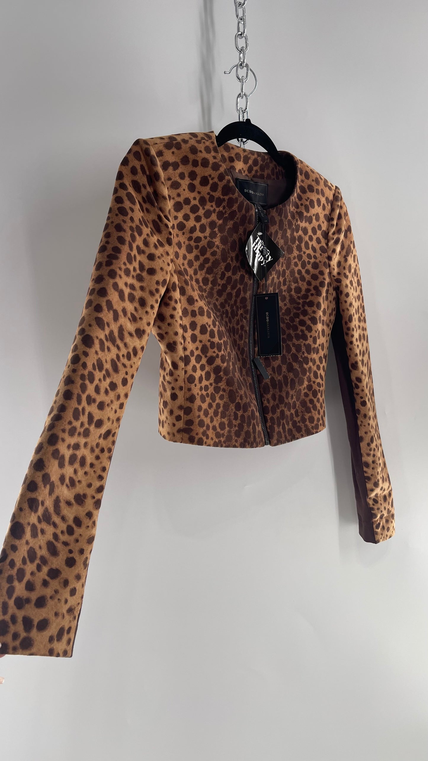 BCBG MAXAZRIA Vintage Cheetah Print Jacket with Tags Attached (XS)