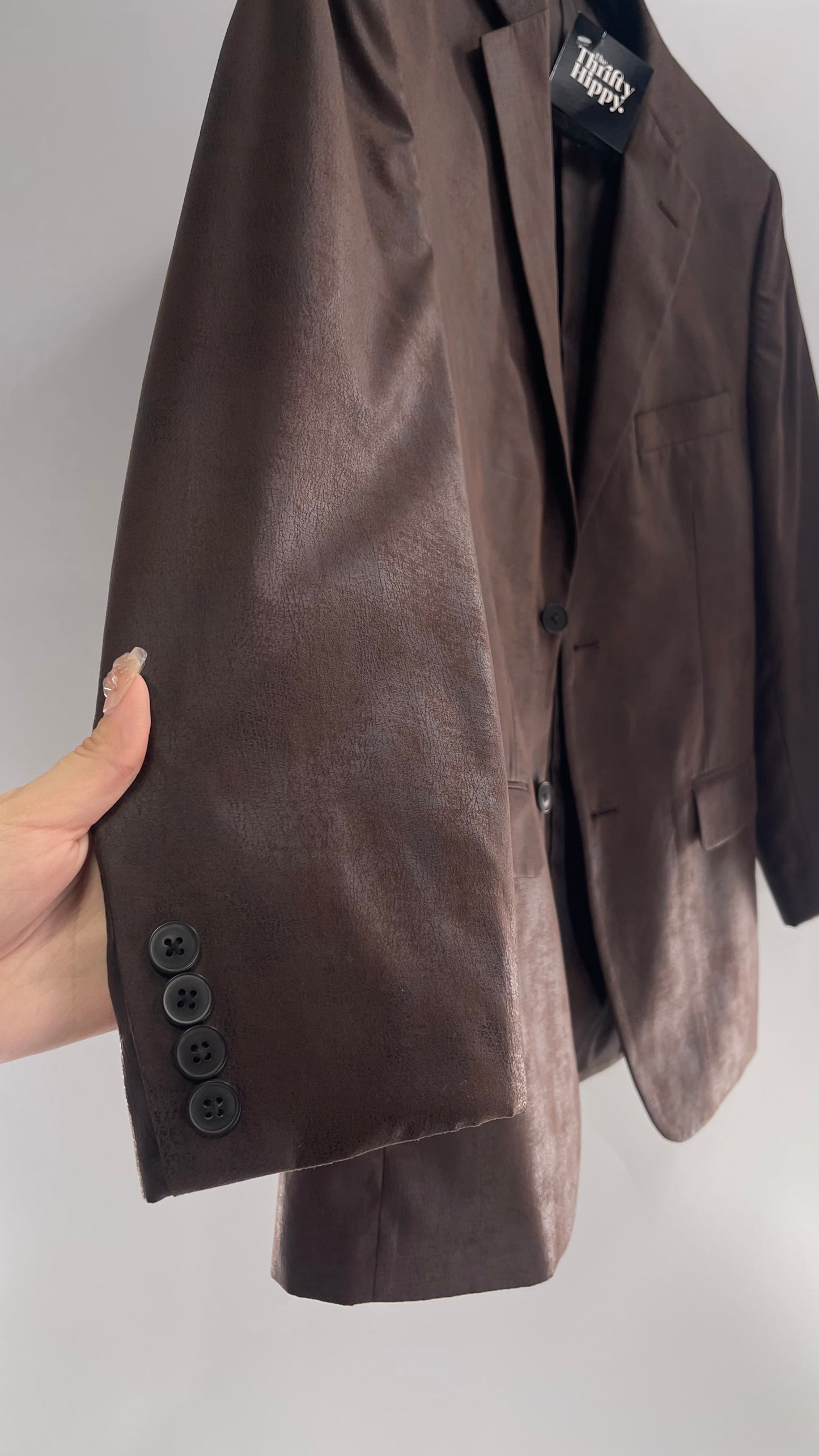 J.FERRAR Vegan Leather Brown Blazer (M/L)