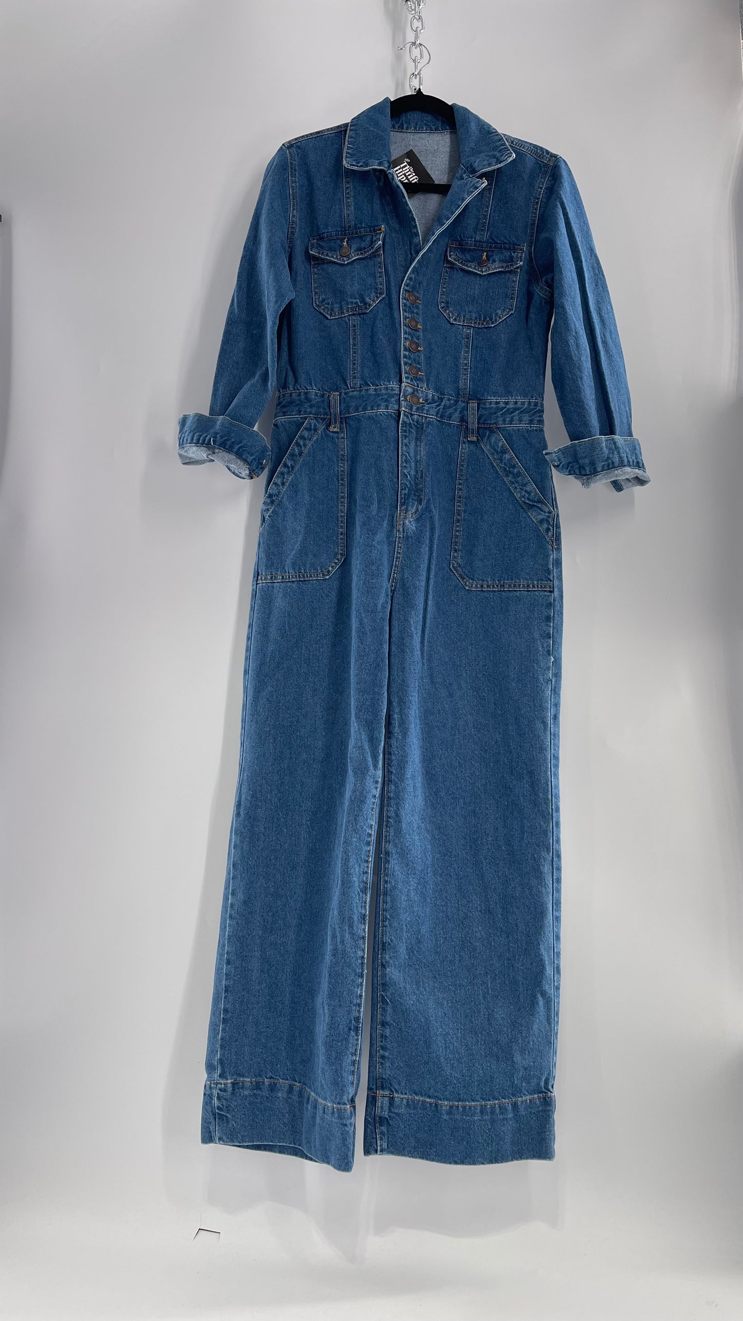 Vintage Medium Wash Jean/Denim Jumpsuit Boiler Suit (Small)