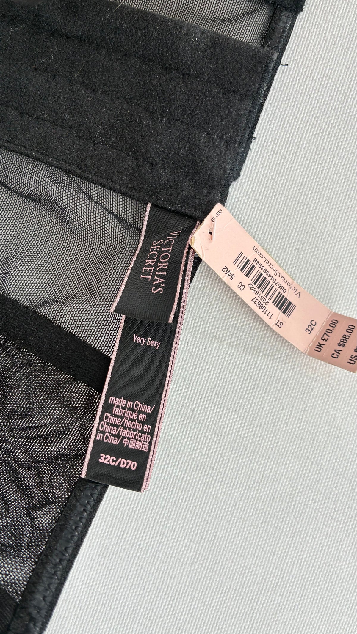 Deadstock Vintage VICTORIA’S SECRET Black Mesh Corset with Nude Cups and Tags Attached (32C)