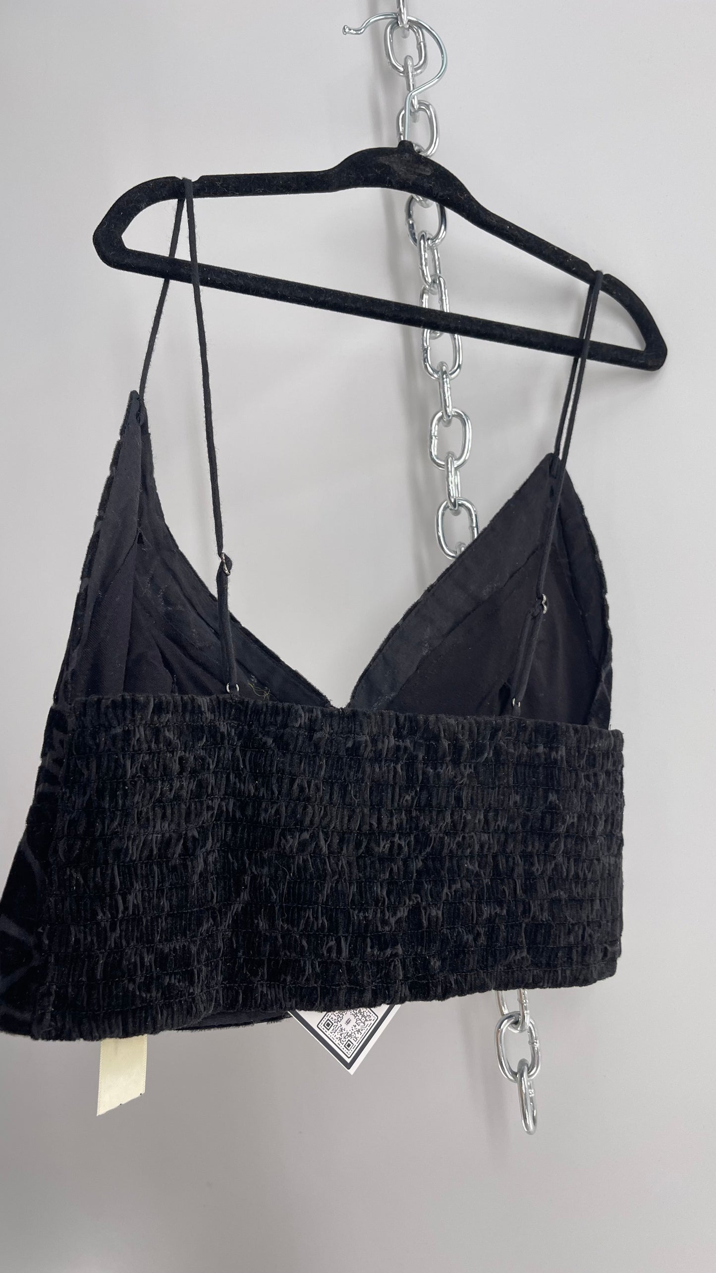 Free People Velvet Giraffe Texture Print Bralette Black (XS)