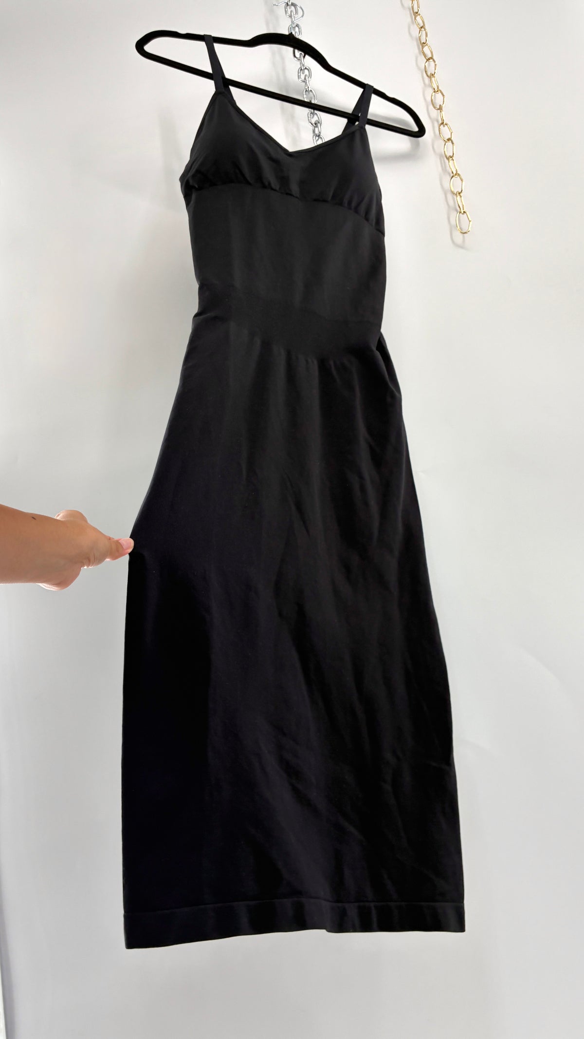 NWOT Black Spandex Thick Stretchy Midi Dress (M/L)