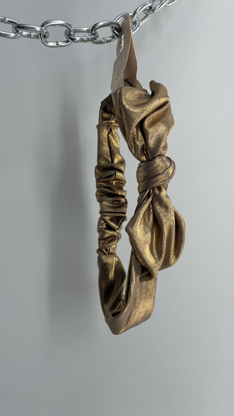 Bronze Metallic Gold Headband with Tags Attached
