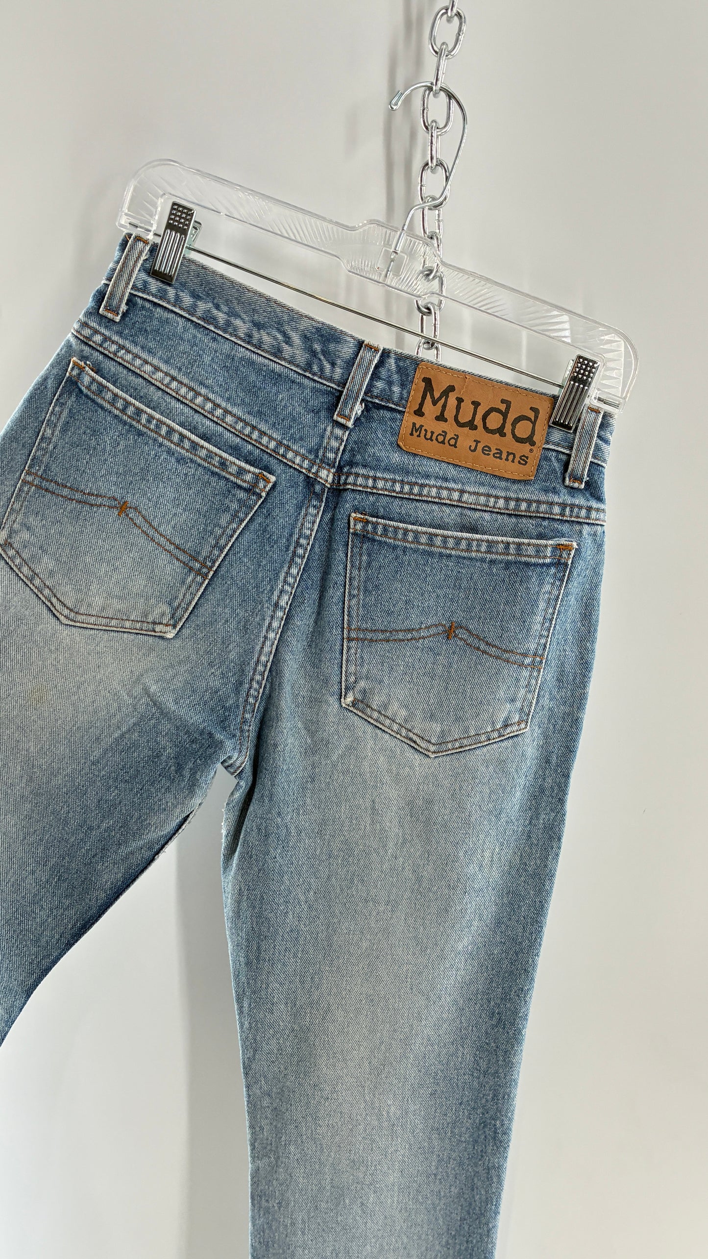 Vintage MUDD Light Wash Kick Flare Jeans with Oversized Jacron (7)