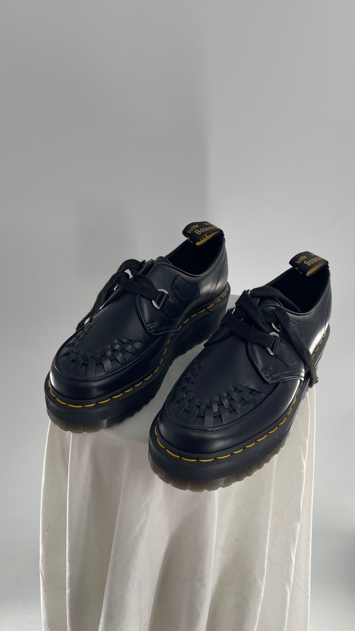 Dr.Martens NWOT Black Patent Leather Platform/Creeper Oxfords (8L 7M)