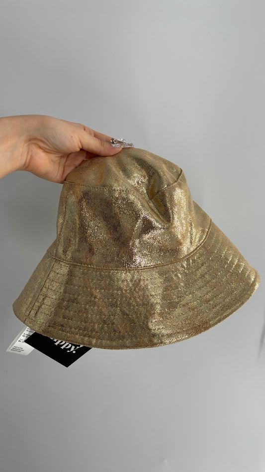 Free People Gold Glitter Shimmer Bucket Hat