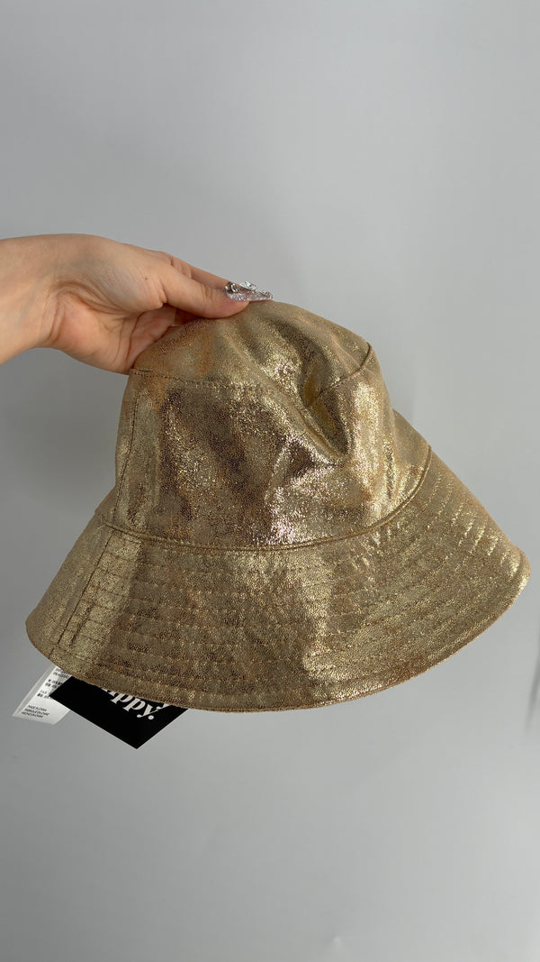 Free People Gold Glitter Shimmer Bucket Hat