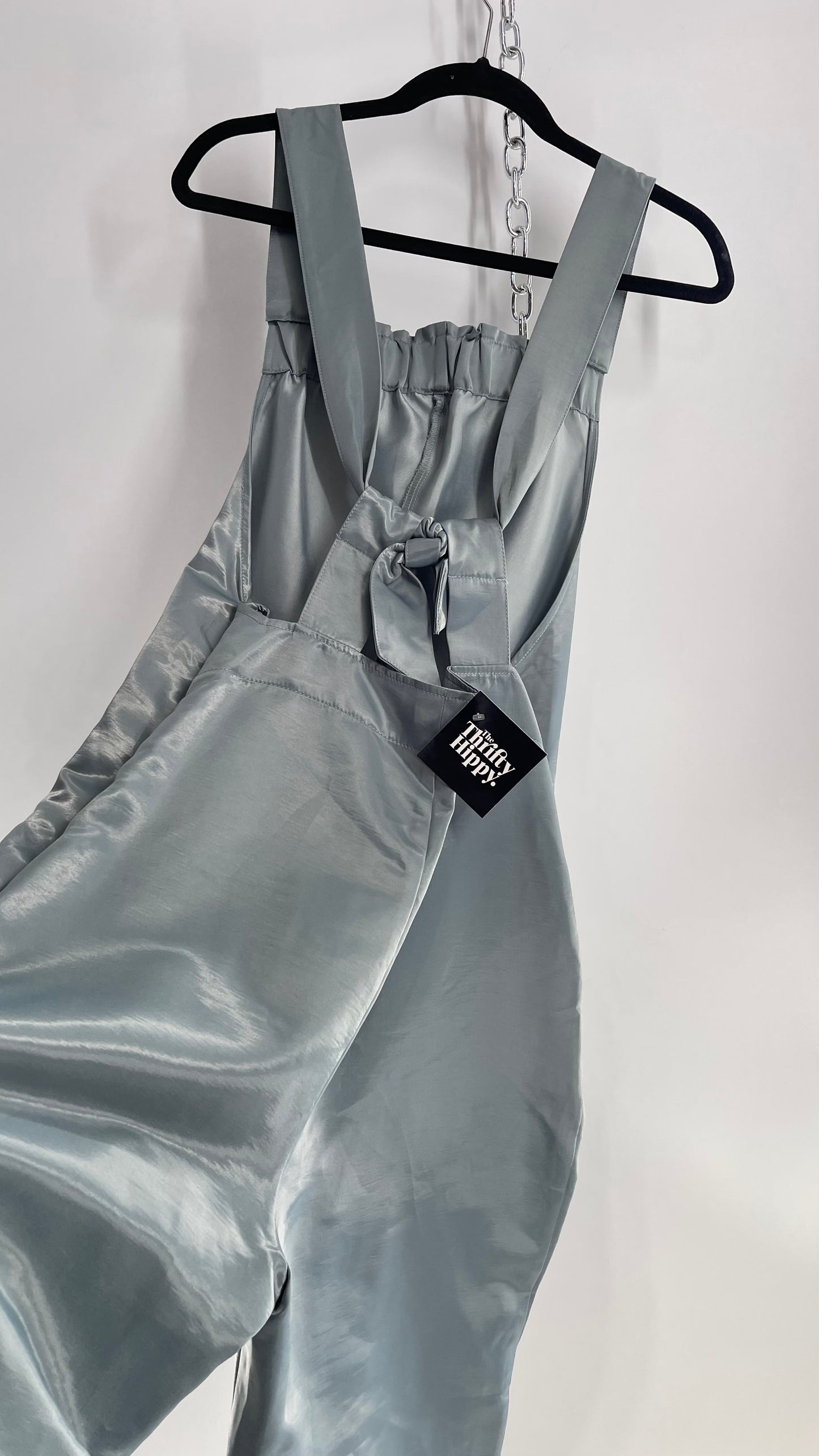 Silence + Noise Urban Outfitters Silver Satin Jumpsuit (Medium)