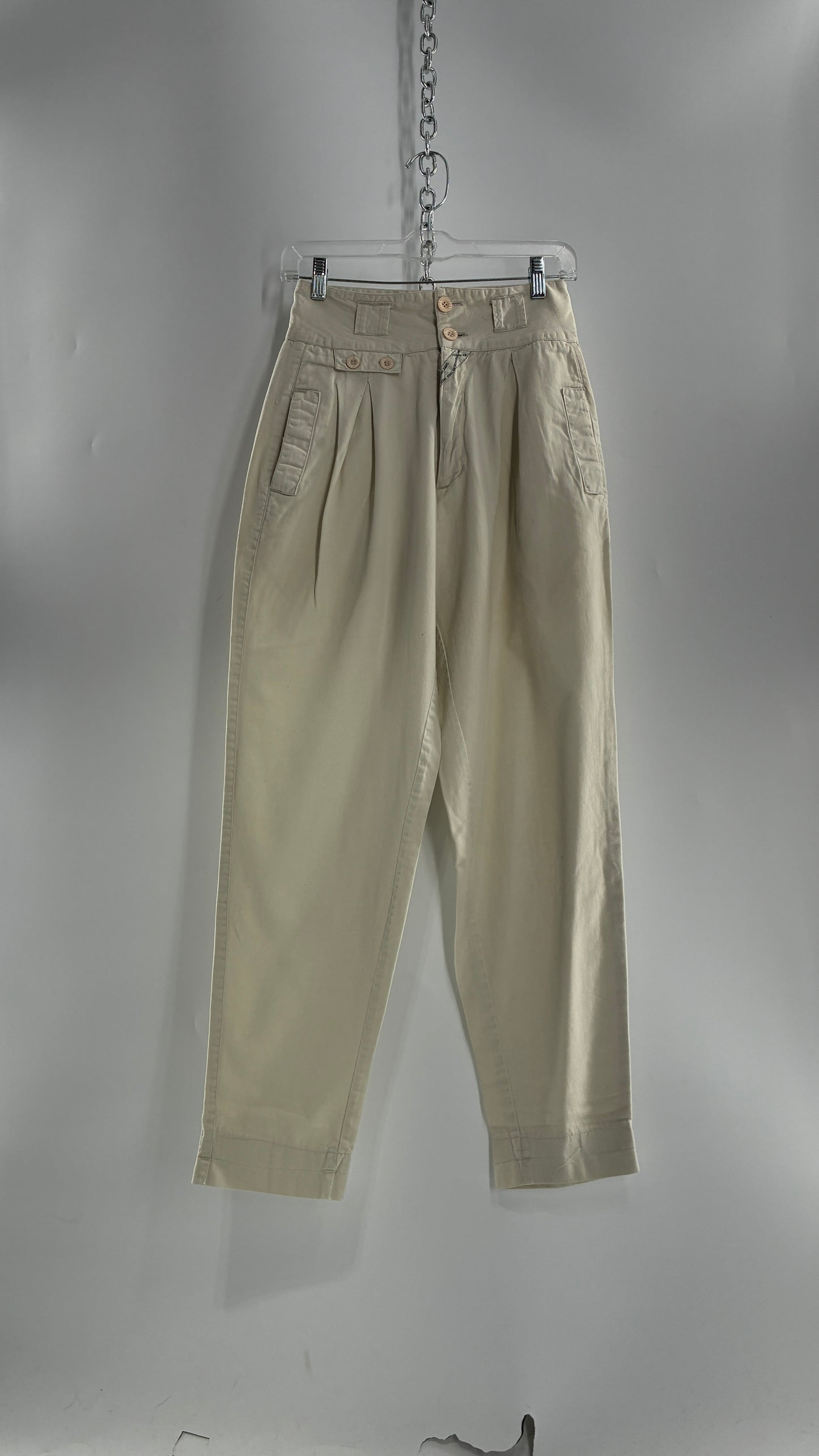 Vintage 1980s JORDACHE Off White High Waisted Pleated Waist Trouser Pant (9/10)